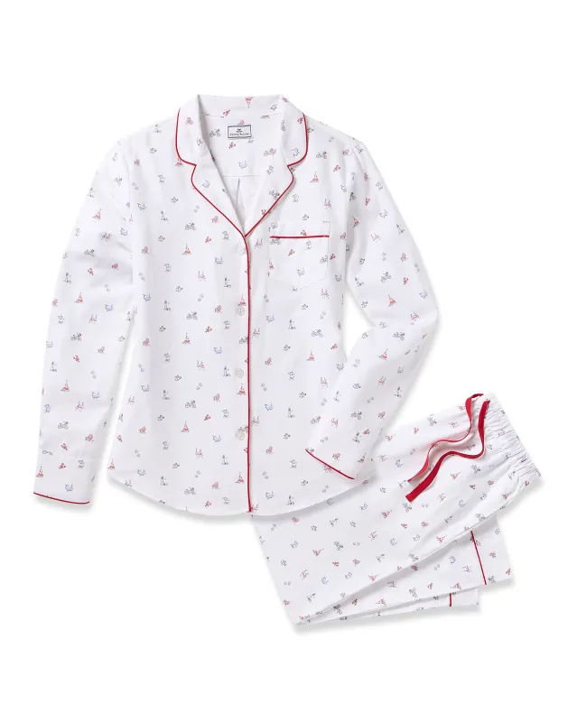 Women's Twill Pajama Set in Coastal Charms sold by Petite Plume