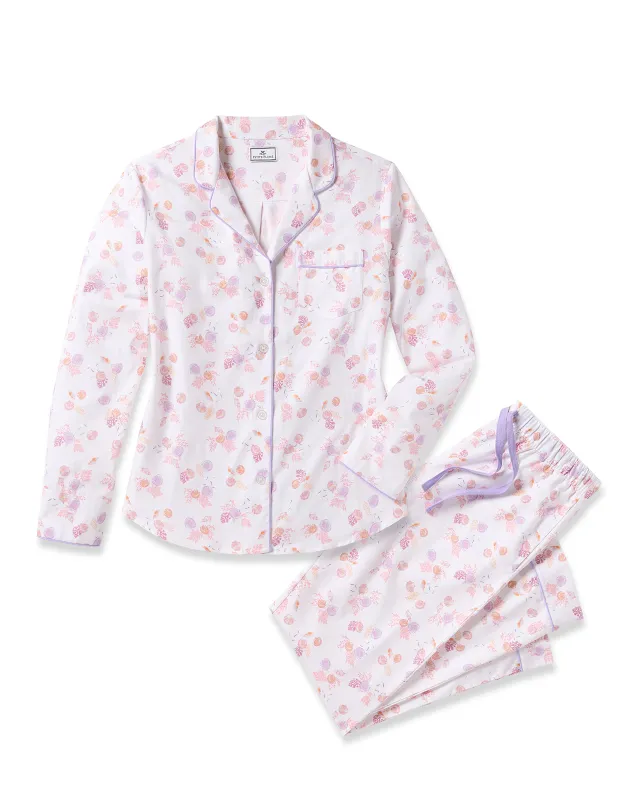 Women's Twill Pajama Set in Seashell Splendor sold by Petite Plume