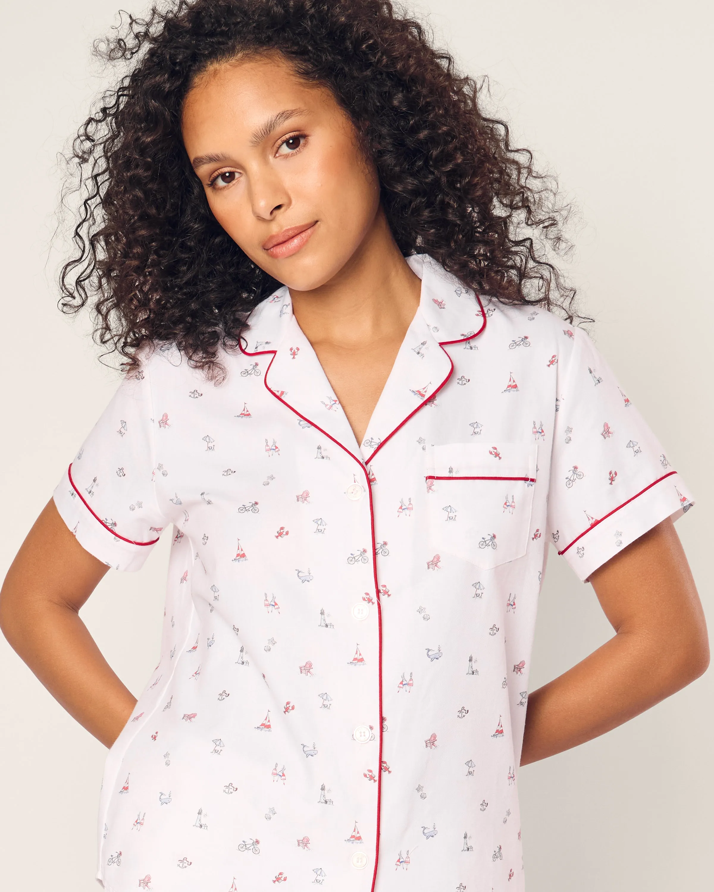 Women's Twill Short Sleeve Short Set in Coastal Charms sold by Petite Plume product image thumbnail 5