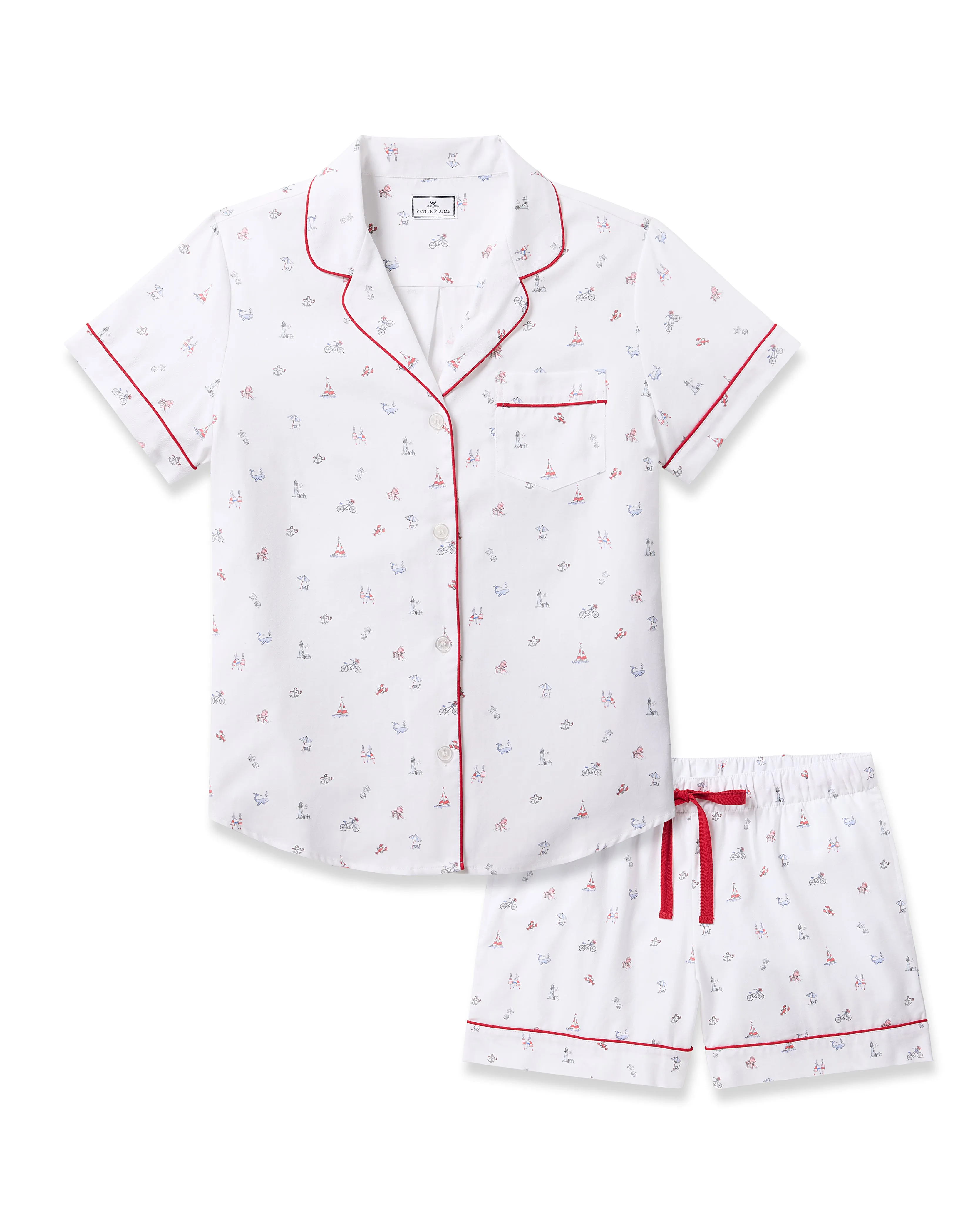 Women's Twill Short Sleeve Short Set in Coastal Charms sold by Petite Plume