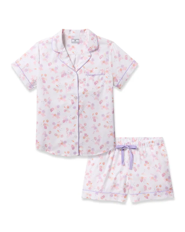 Women's Twill Short Sleeve Short Set in Seashell Splendor sold by Petite Plume