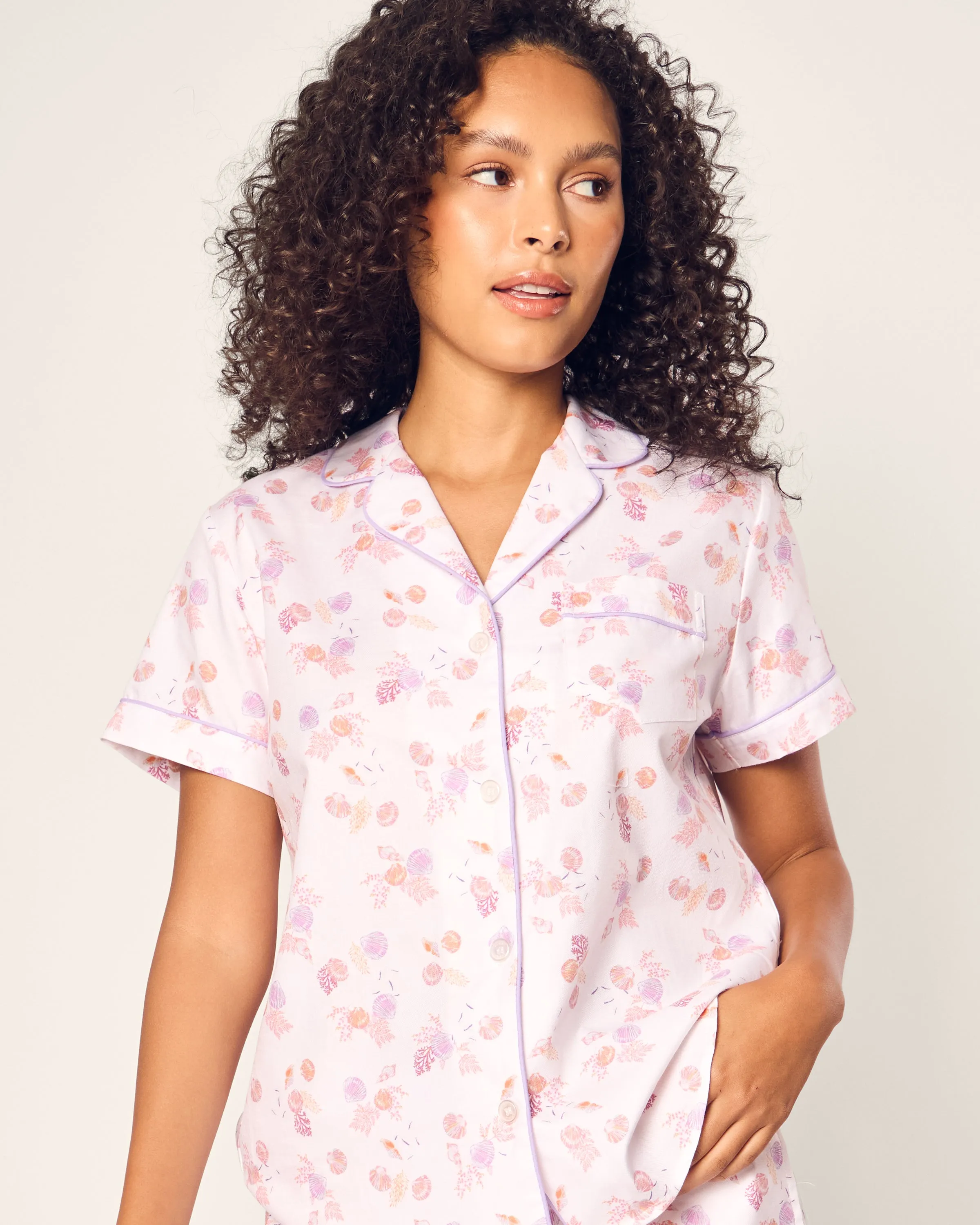 Women's Twill Short Sleeve Short Set in Seashell Splendor sold by Petite Plume product image thumbnail 5