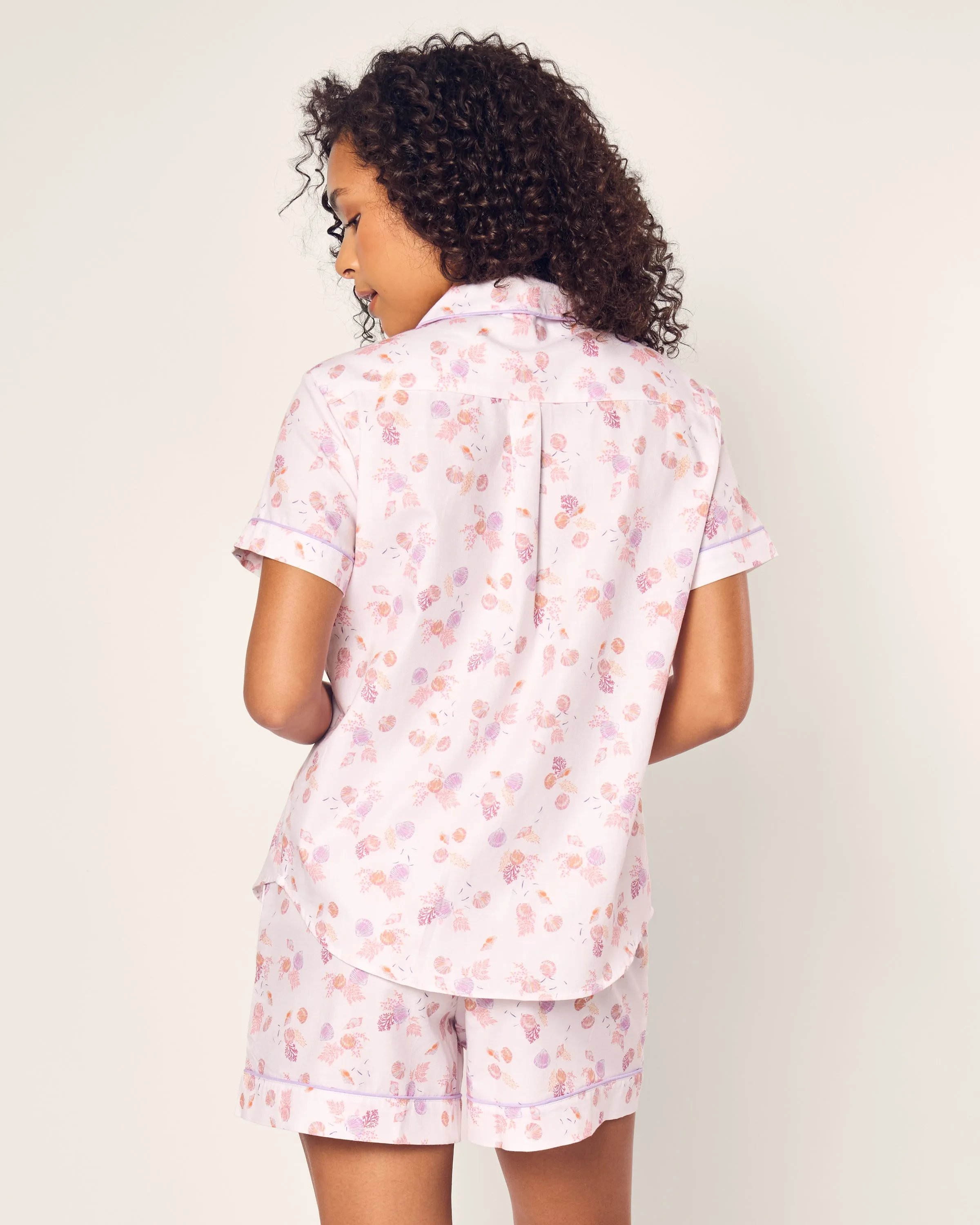 Women's Twill Short Sleeve Short Set in Seashell Splendor sold by Petite Plume product image thumbnail 4