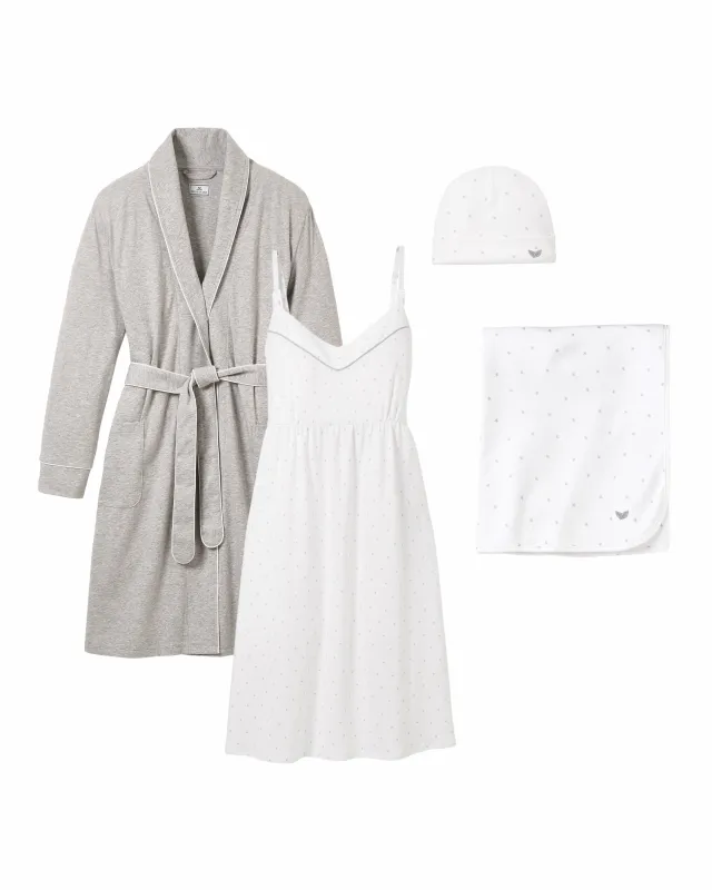 The Hospital Stay Luxe Set -  Light Heather Grey & Grey Stars sold by Petite Plume
