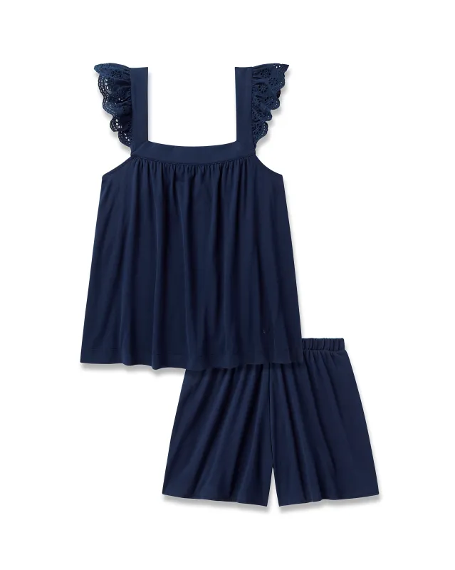 Women's Pima Clara Short Set in Navy sold by Petite Plume