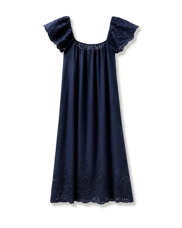 Women's Twill Ava Nightgown in Navy sold by Petite Plume