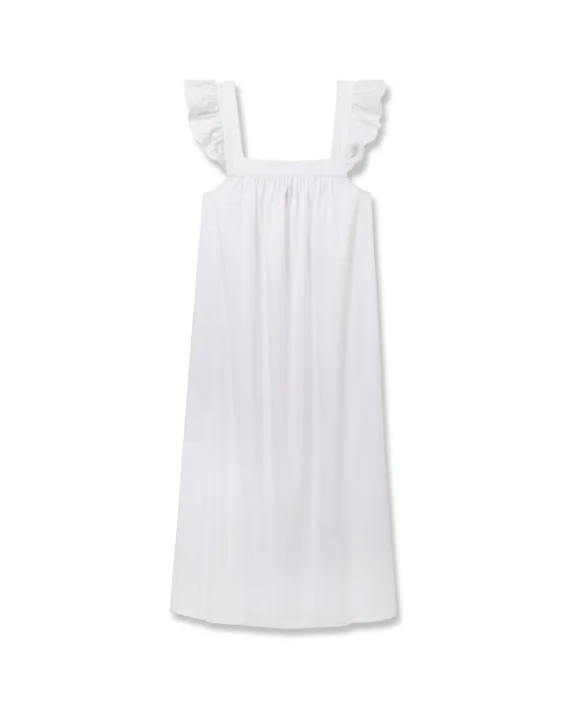 Women's Twill Clara Nightgown in White sold by Petite Plume