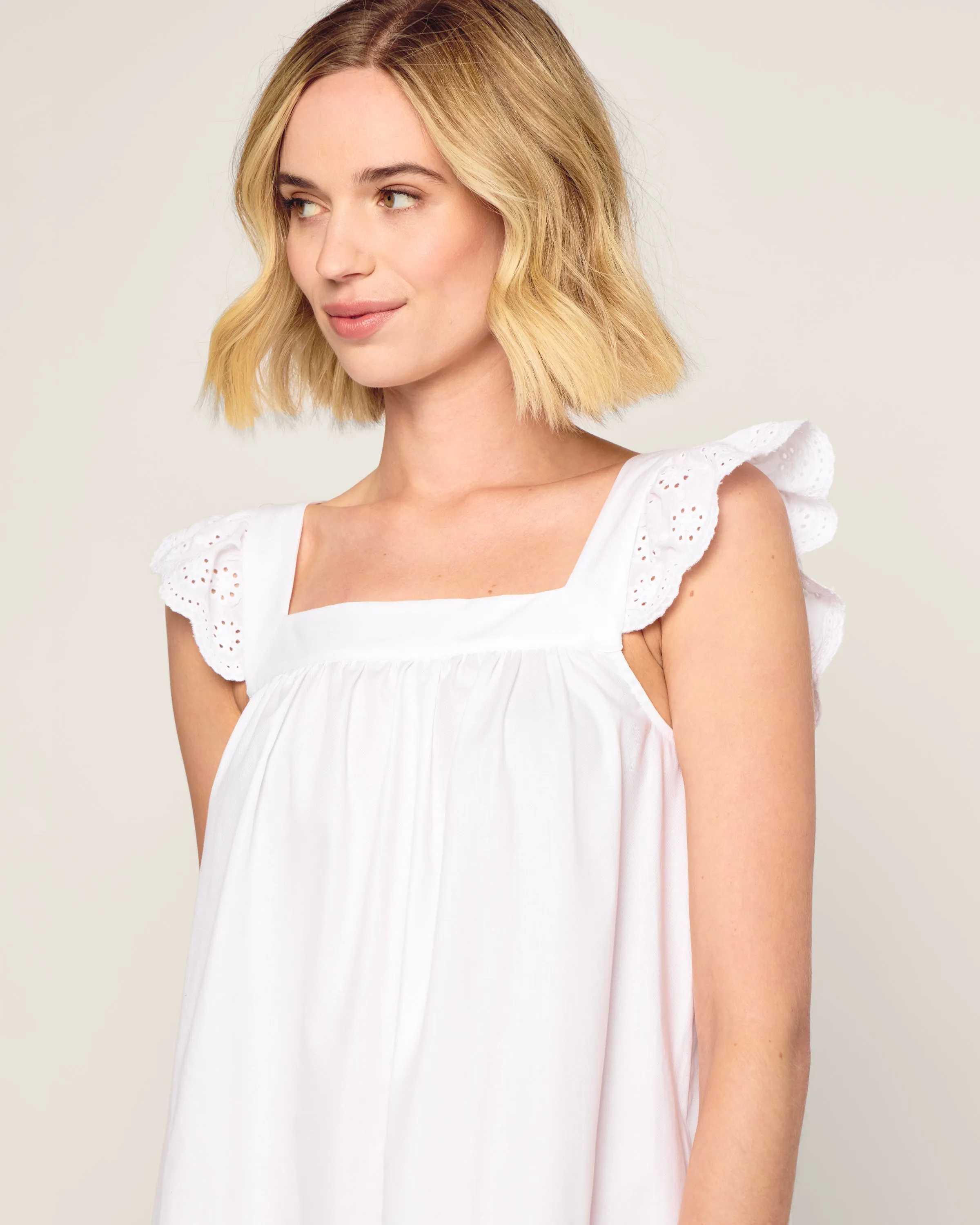 Women's Twill Clara Nightgown in White sold by Petite Plume product image thumbnail 5