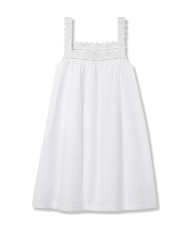 Women's Twill Esme Nightgown in White sold by Petite Plume