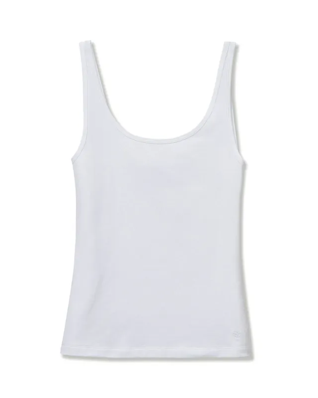 Women's Pima Scoop Tank in White sold by Petite Plume