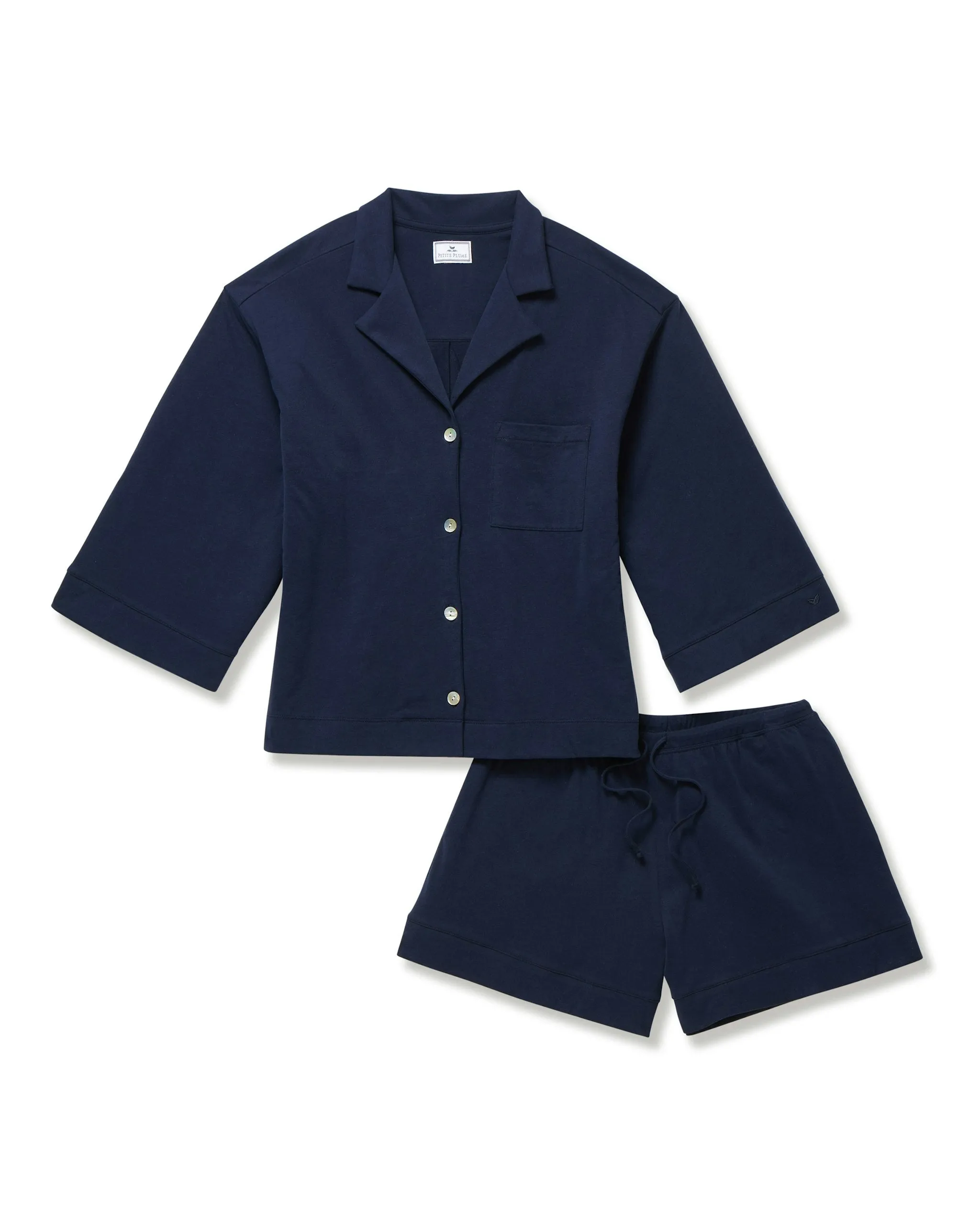 The Olivia Pima Short Set in Navy sold by Petite Plume
