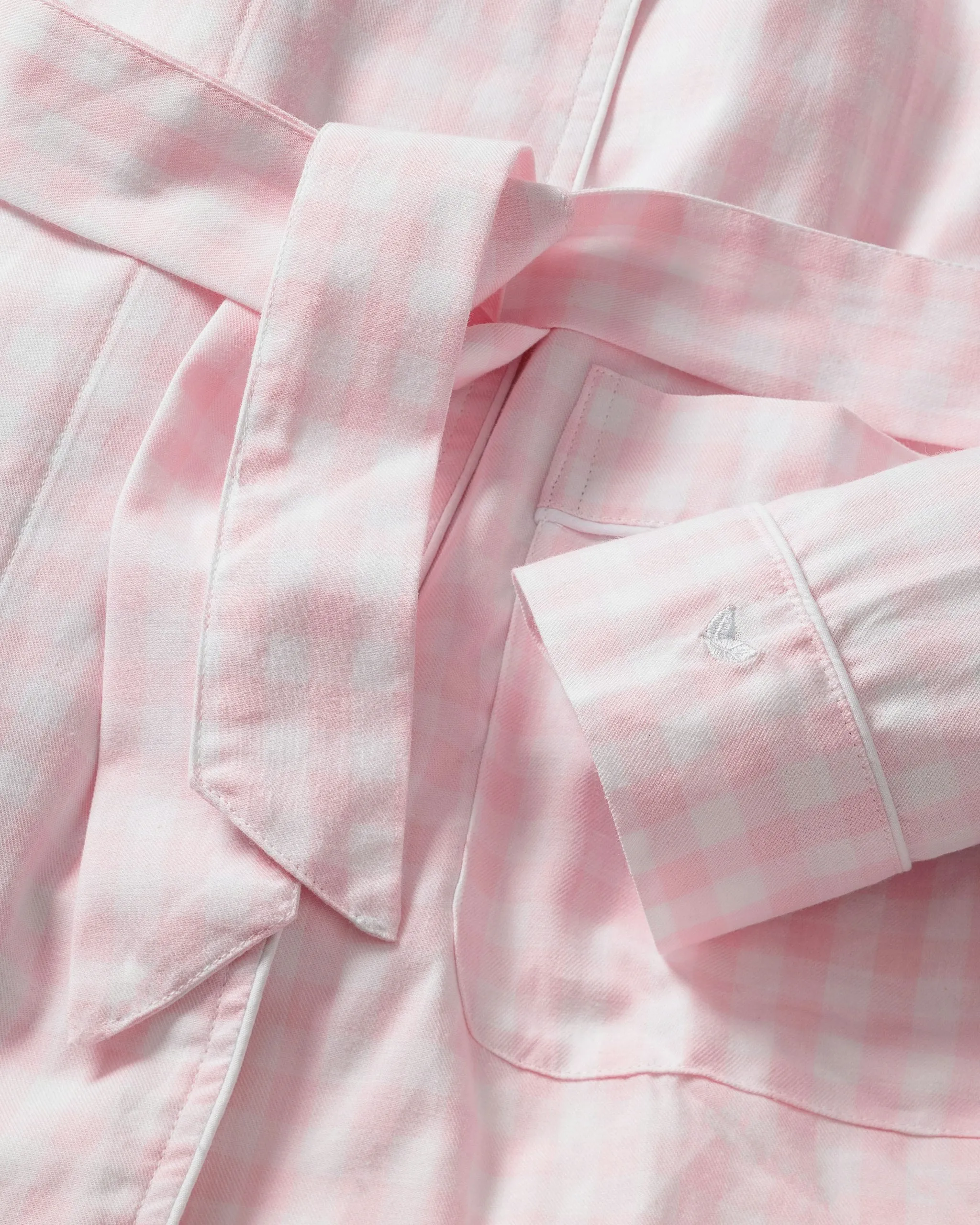 Women's Twill Robe in Pink Gingham sold by Petite Plume product image thumbnail 5