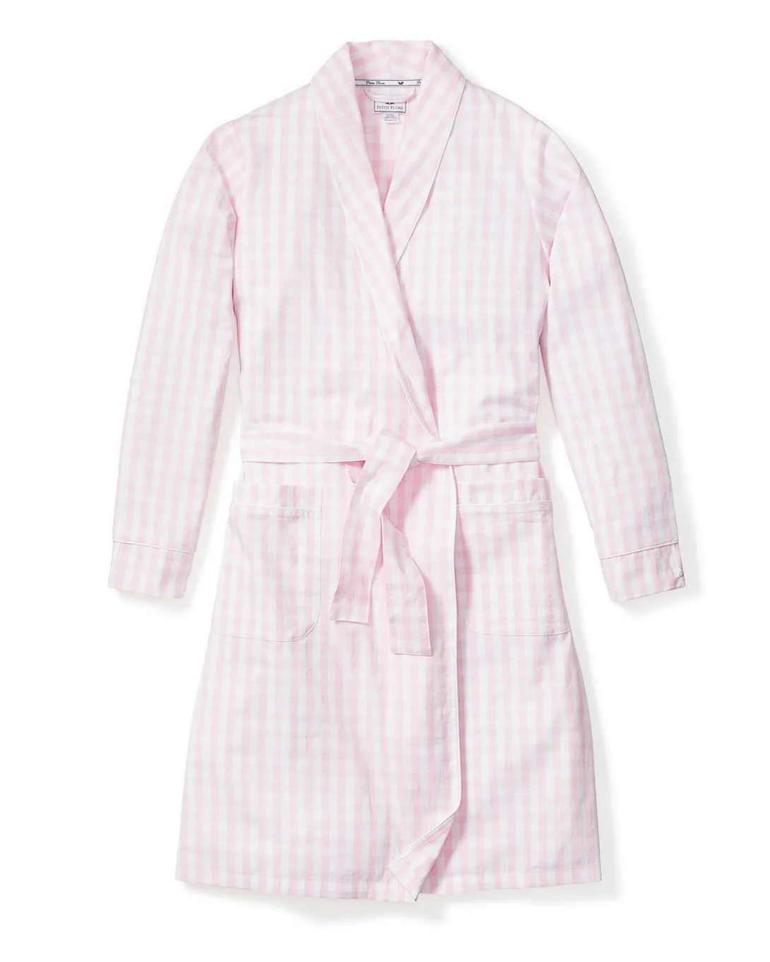 Women's Twill Robe in Pink Gingham sold by Petite Plume