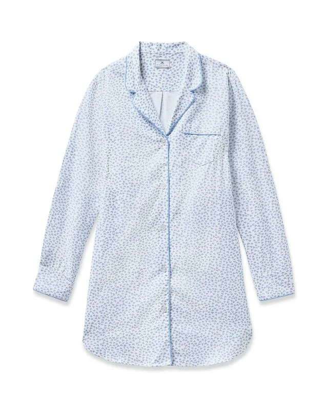 Women's Twill Nightshirt in Bluehearts sold by Petite Plume