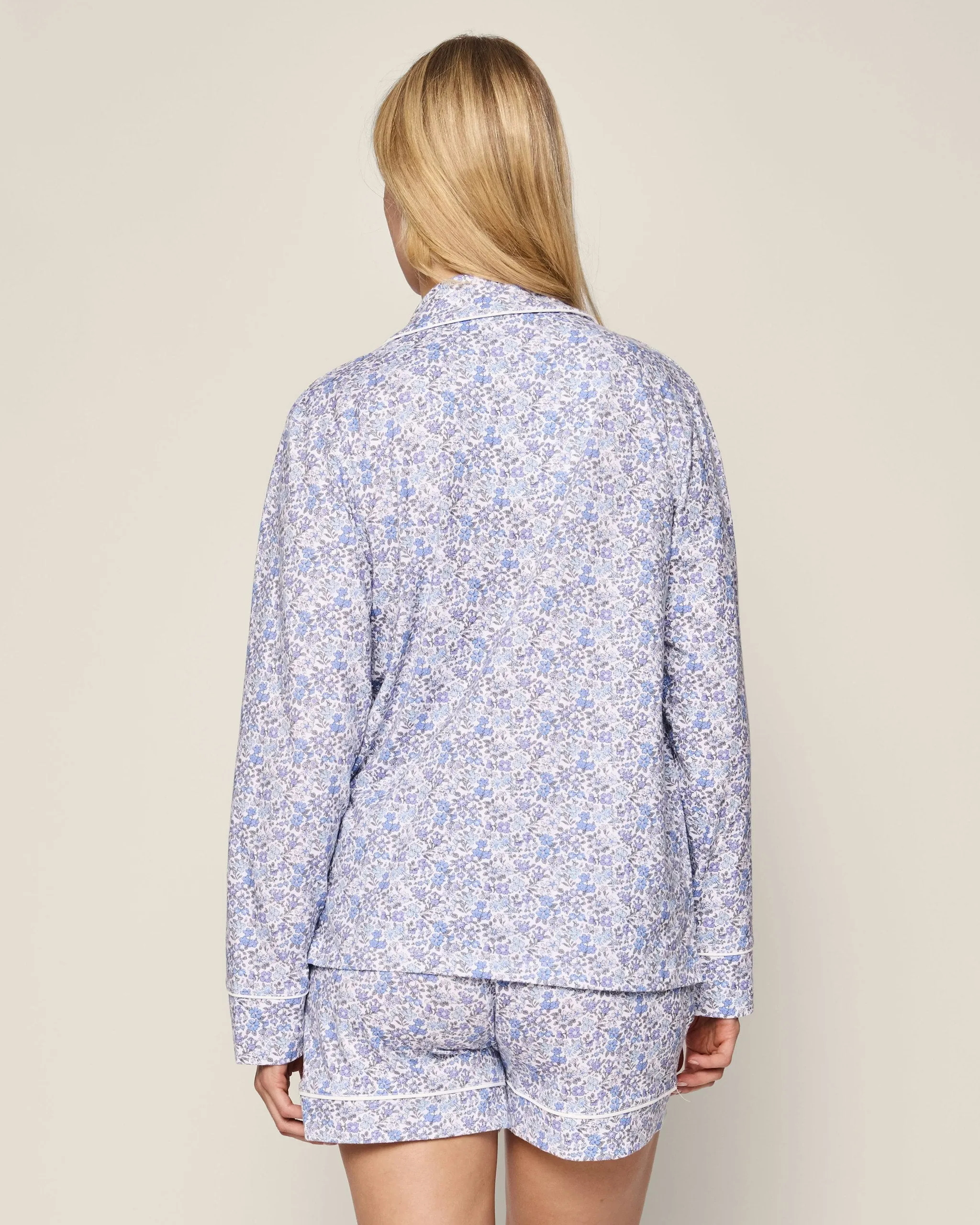 Women's Pima Long Sleeve Short Set in Fleur d'Azur sold by Petite Plume product image thumbnail 4
