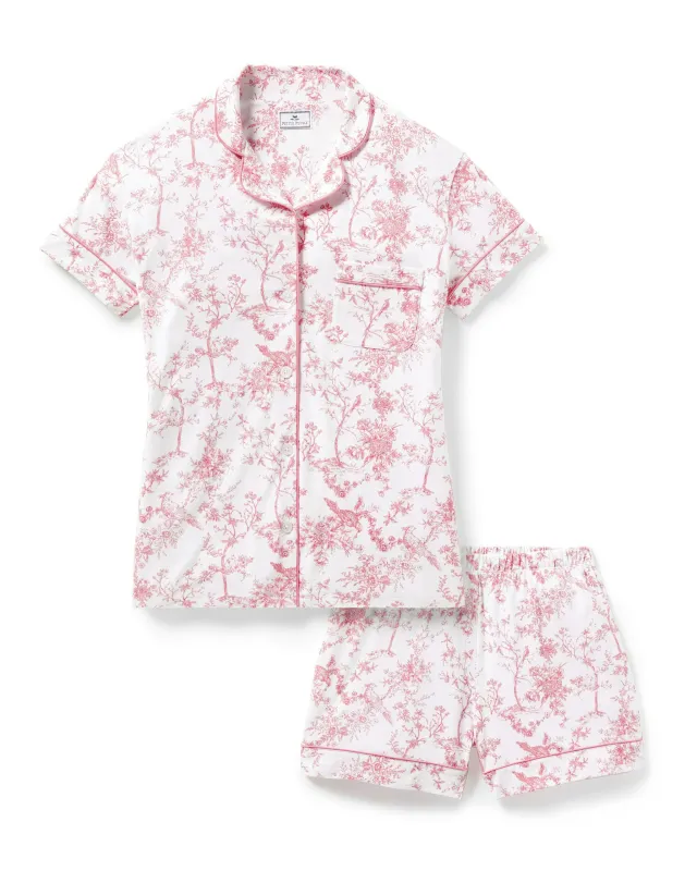 Women's Pima Short Sleeve Short Set in Pink Timeless Toile sold by Petite Plume