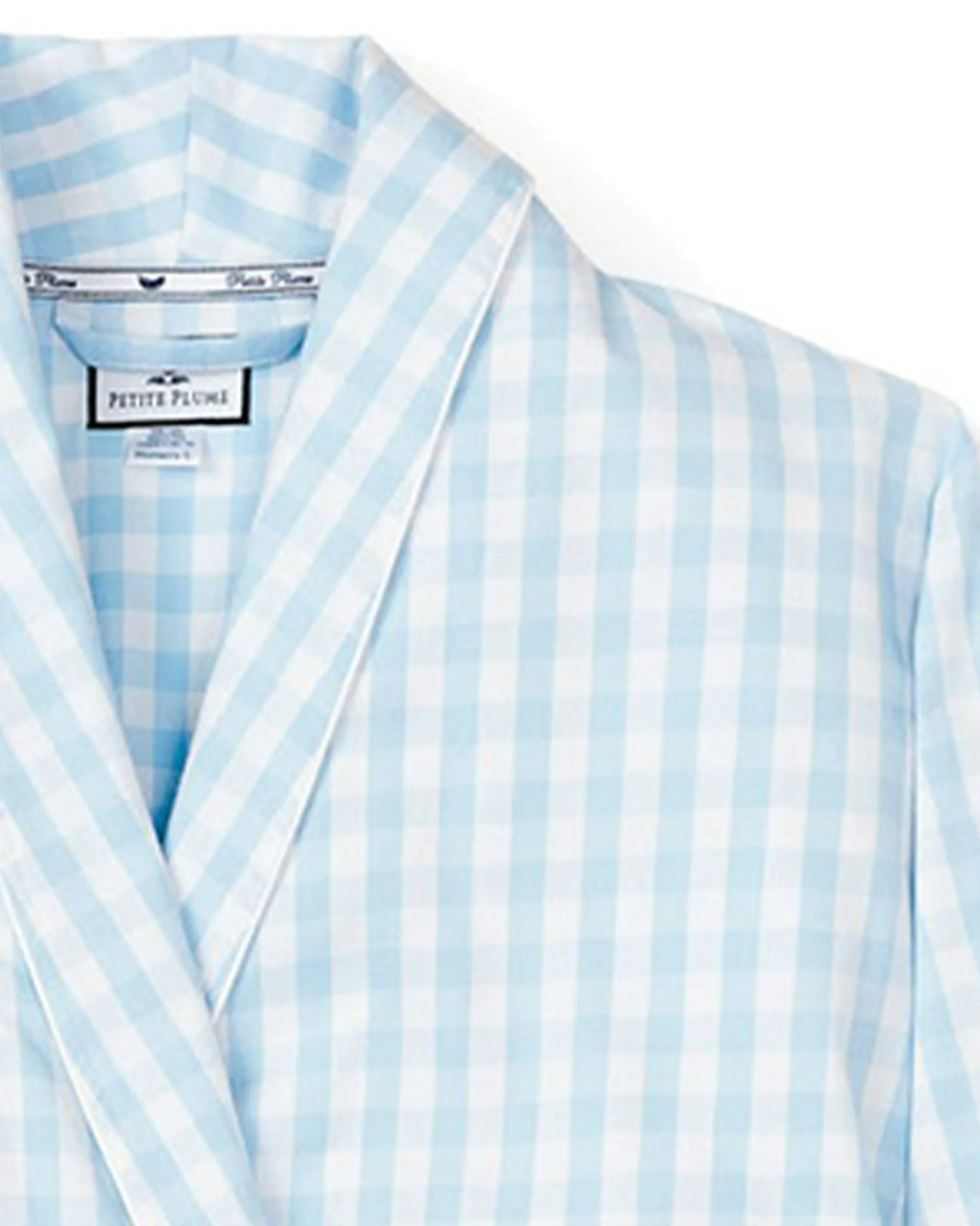 Women's Twill Robe in Light Blue Gingham sold by Petite Plume product image thumbnail 5