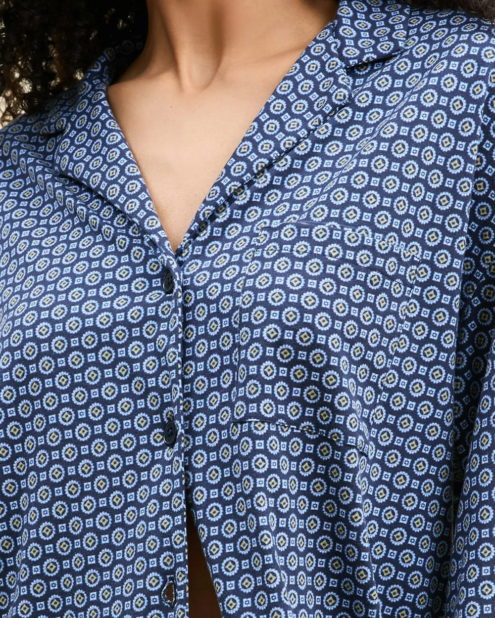 The Olivia Wide Leg Pima Pajama Set in Midnight Foulard sold by Petite Plume product image thumbnail 5