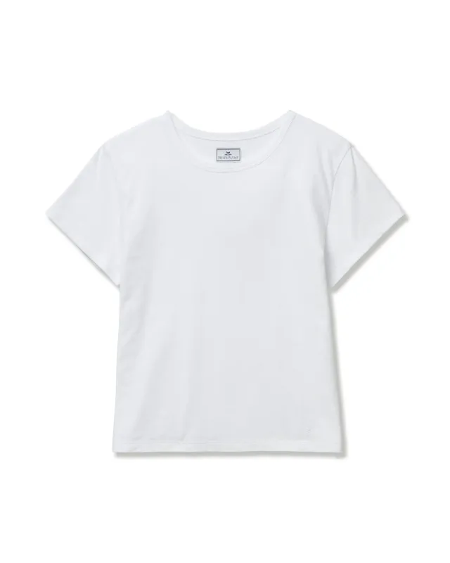 Women's Pima Essential Crew Neck Tee in White sold by Petite Plume