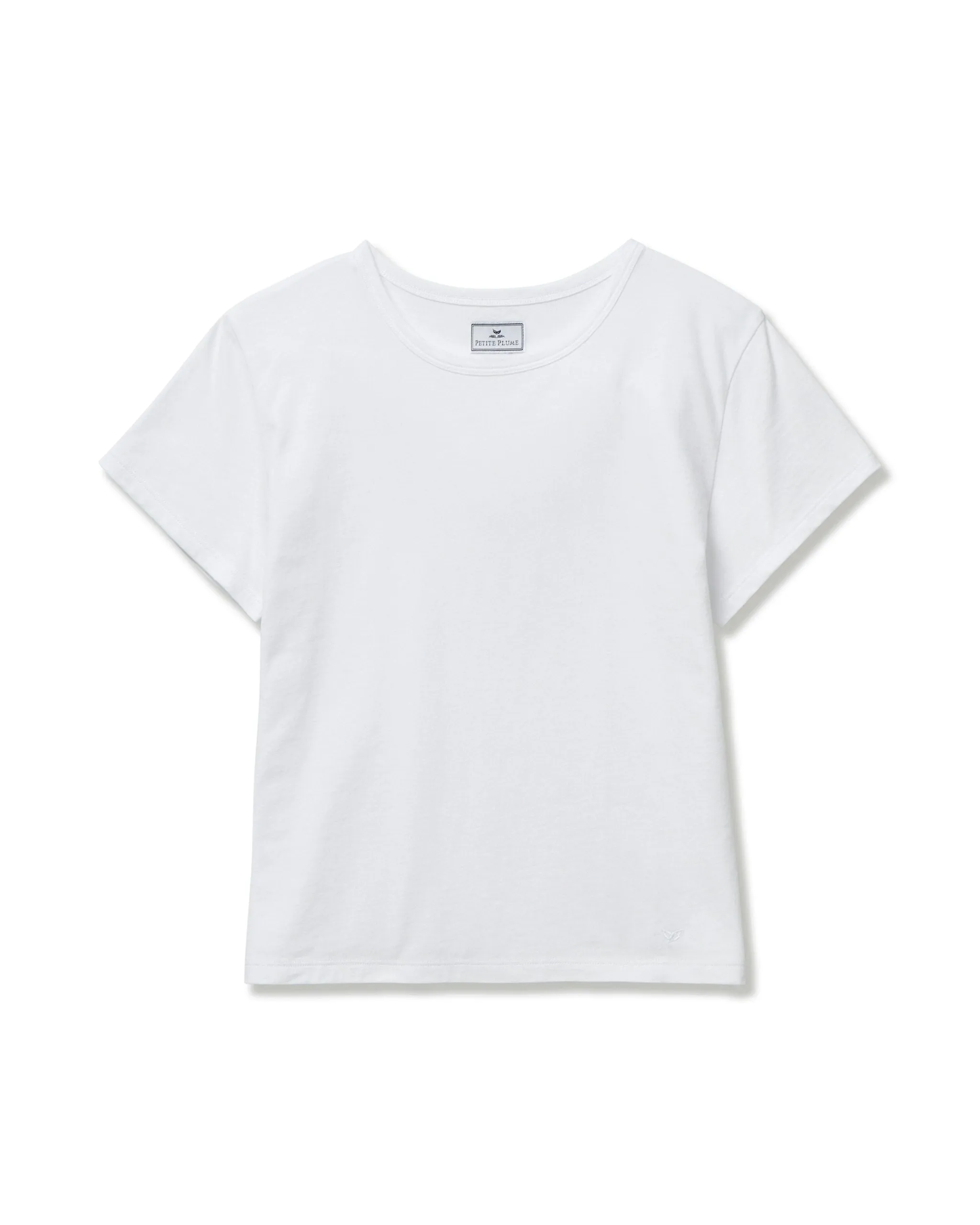 Women's Pima Essential Crew Neck Tee in White sold by Petite Plume