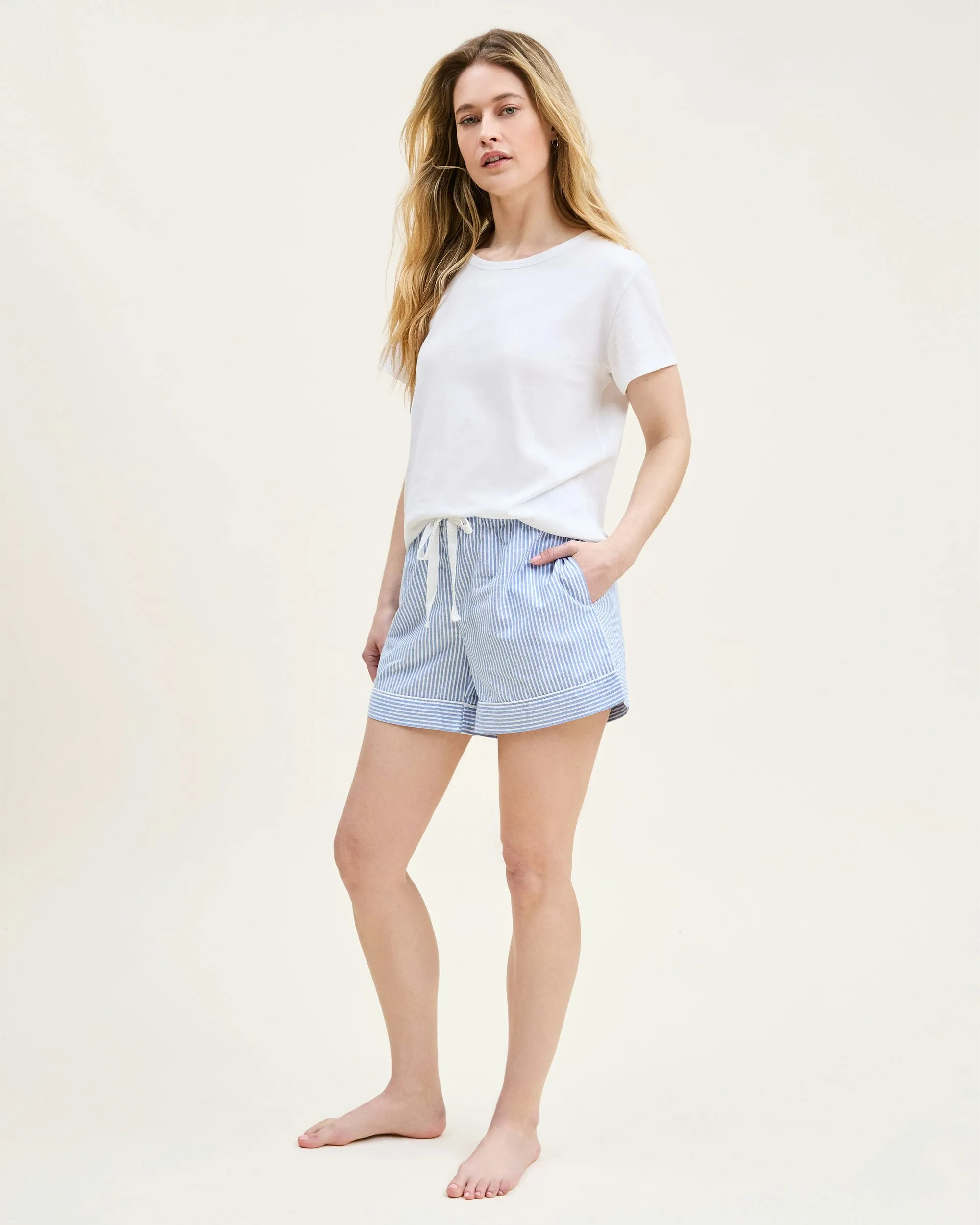 Women's Pima Essential Crew Neck Tee in White sold by Petite Plume product image thumbnail 2