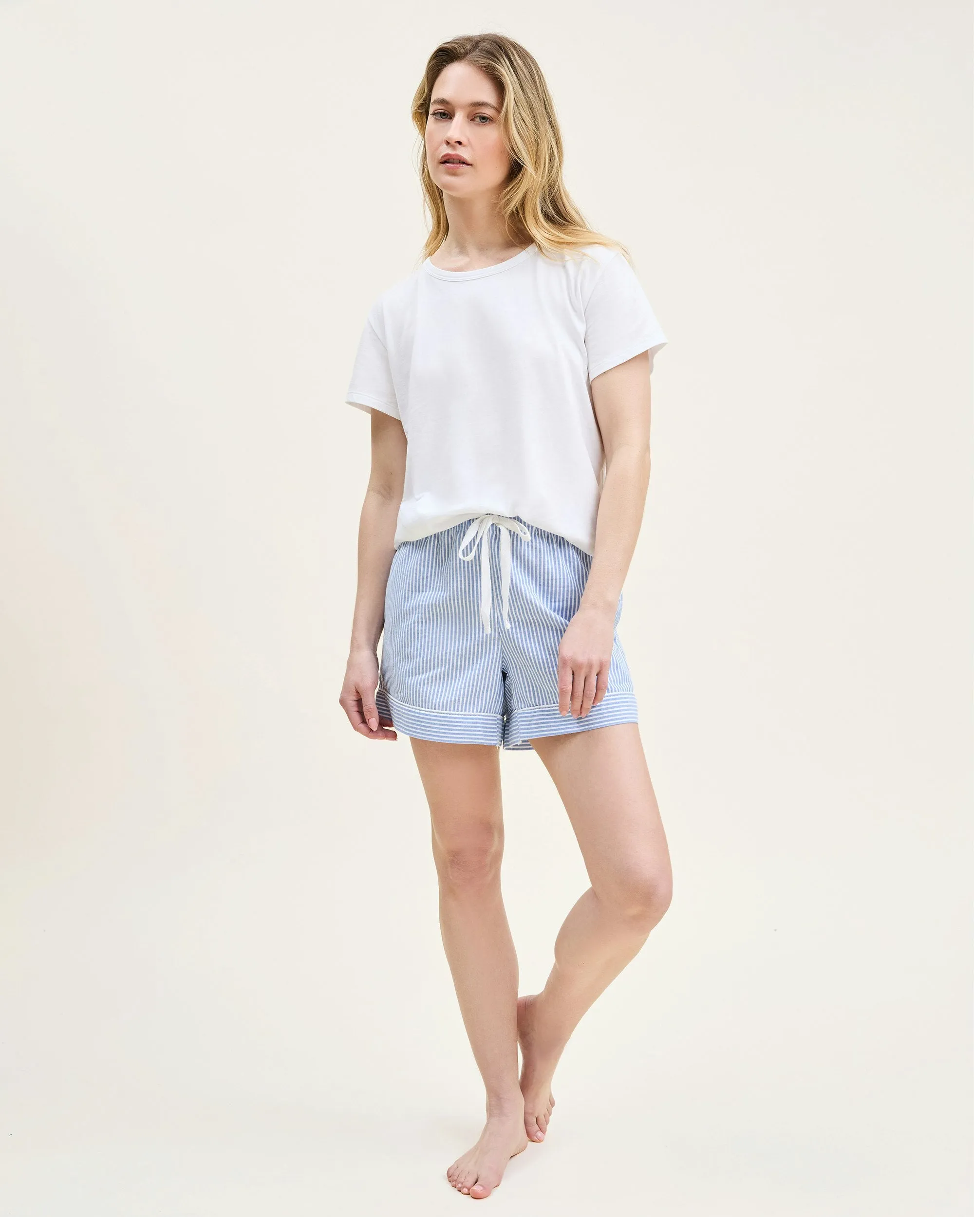 Women's Pima Essential Crew Neck Tee in White sold by Petite Plume product image thumbnail 3