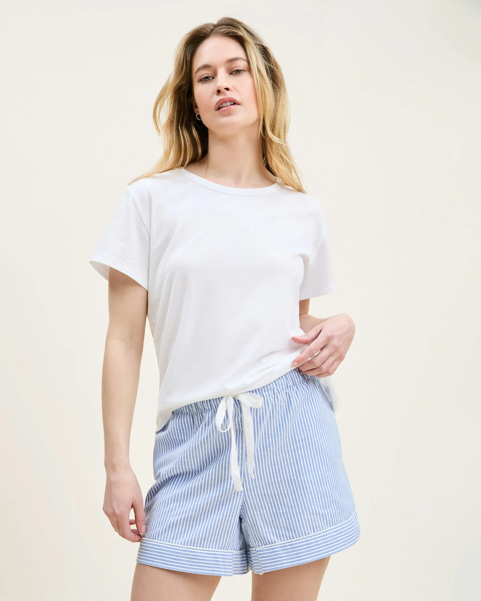 Women's Pima Essential Crew Neck Tee in White sold by Petite Plume product image thumbnail 5