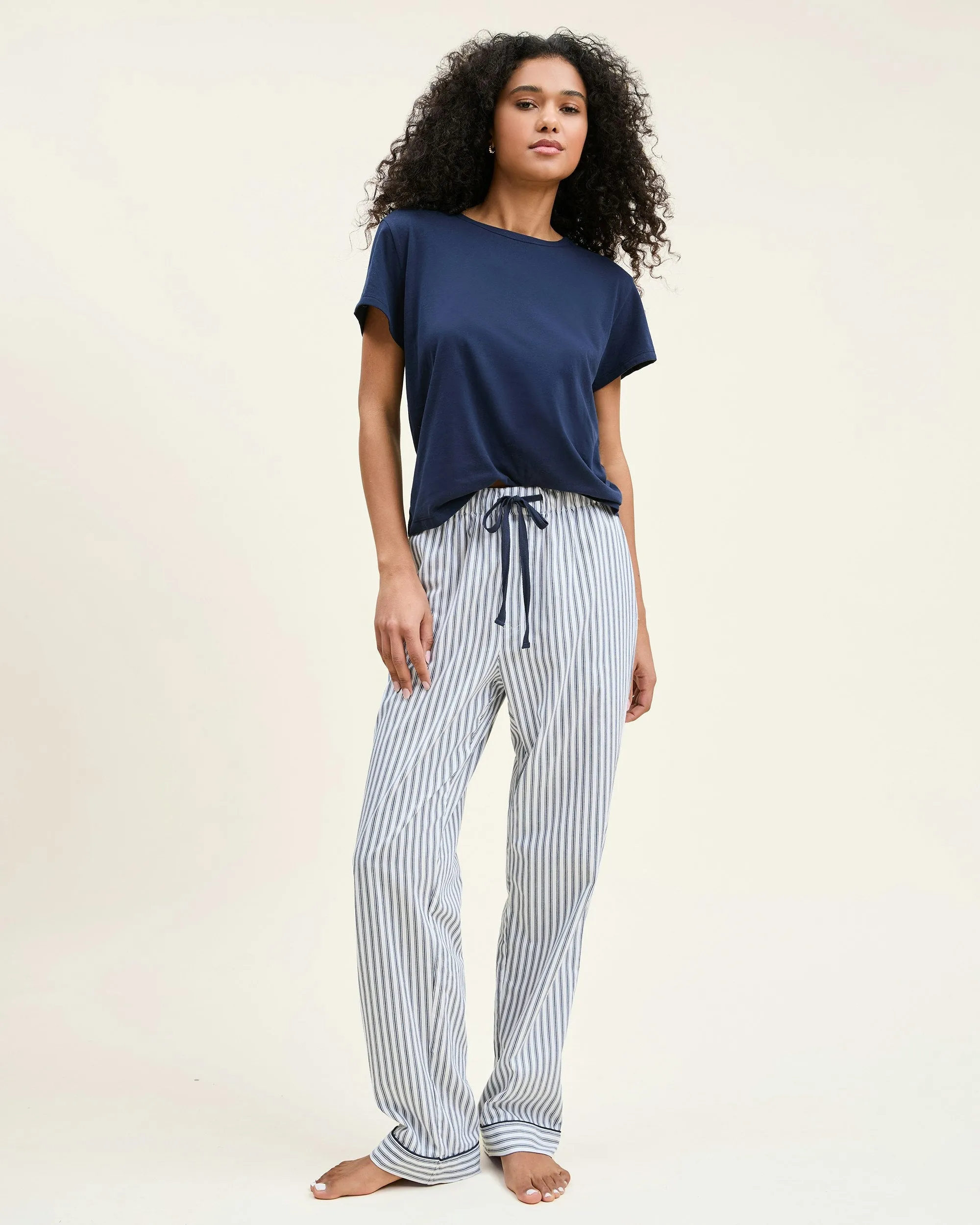 Women's Pima Essential Crew Neck Tee in Navy sold by Petite Plume product image thumbnail 2