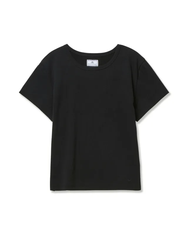 Women's Pima Essential Crew Neck Tee in Black sold by Petite Plume