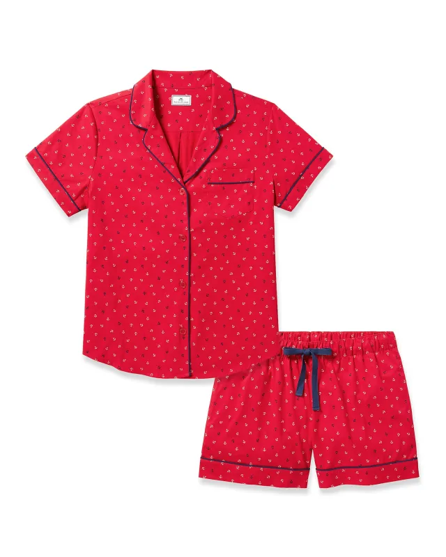 Women's Twill Short Sleeve Short Set in Anchors Away sold by Petite Plume