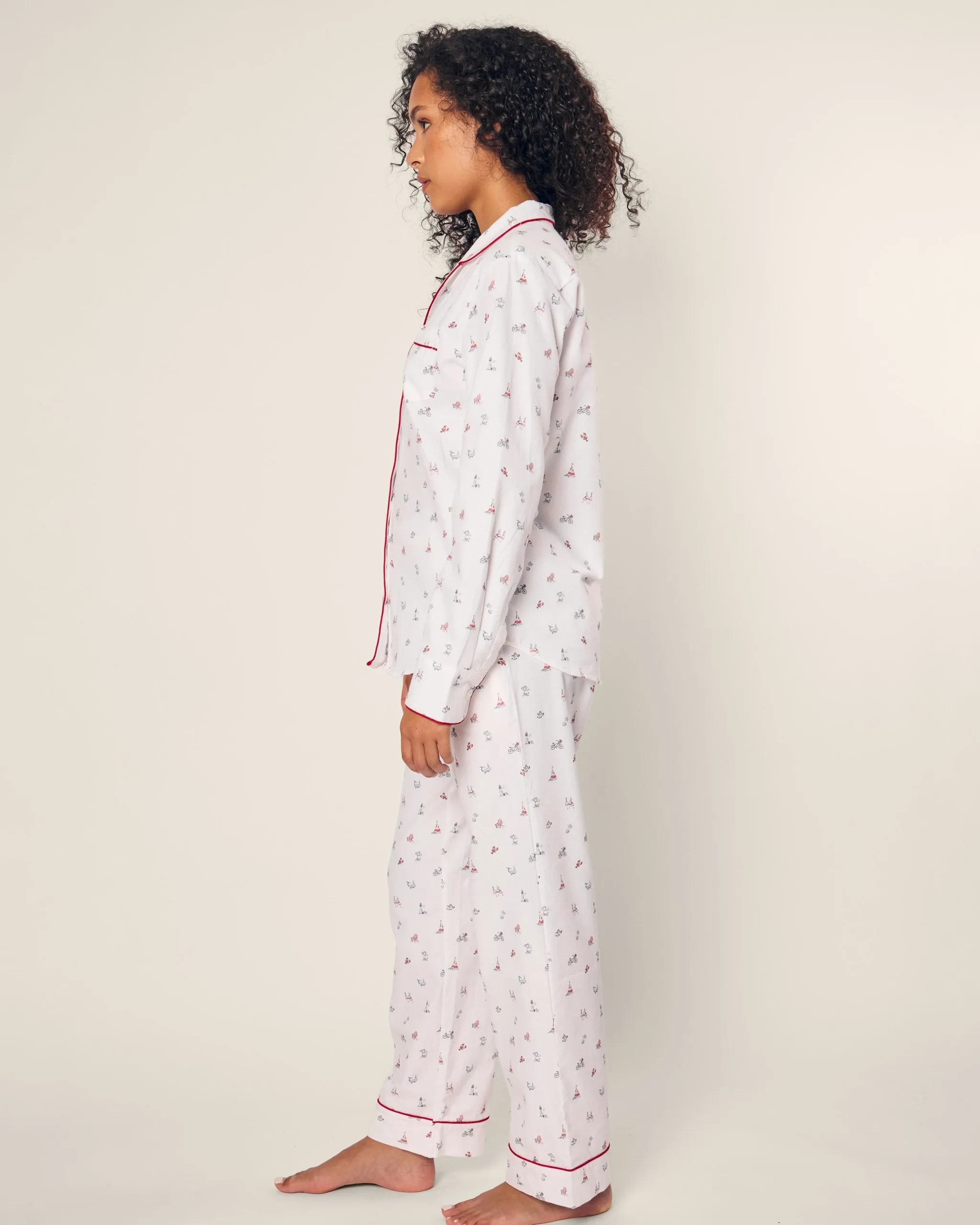 Women's Twill Pajama Set in Coastal Charms sold by Petite Plume product image thumbnail 3