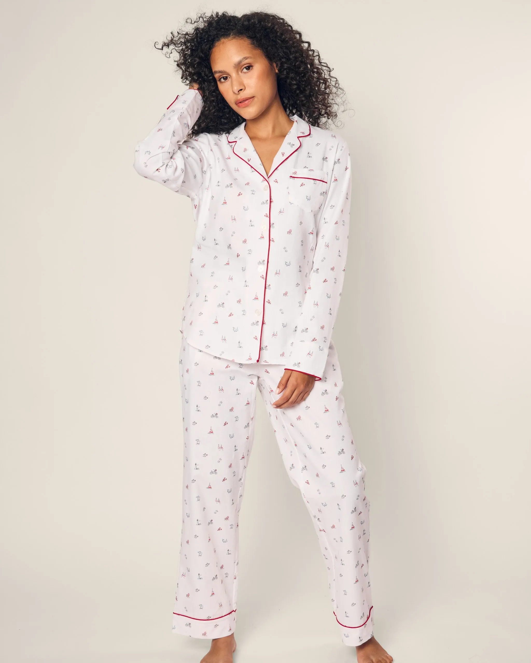 Women's Twill Pajama Set in Coastal Charms sold by Petite Plume product image thumbnail 2