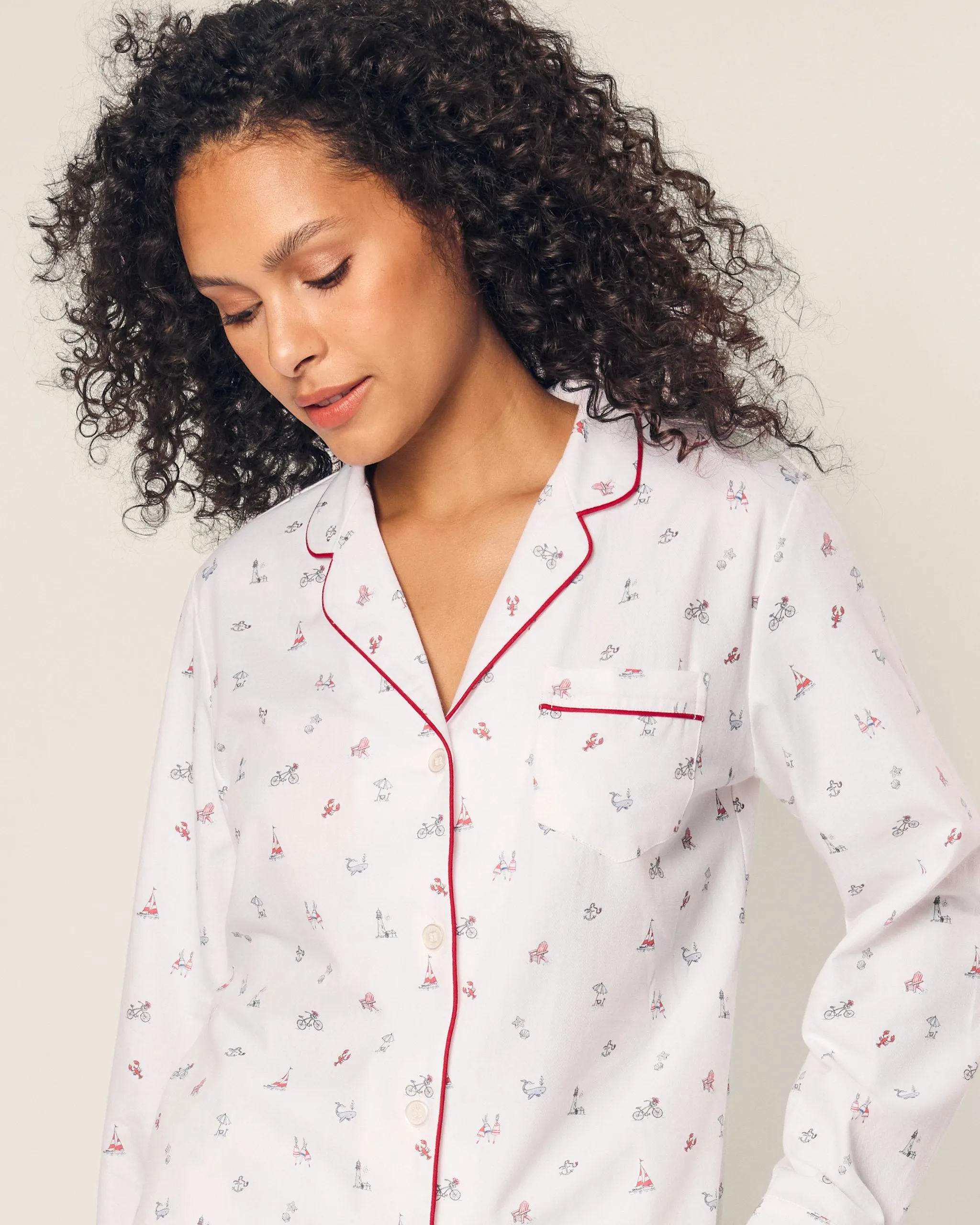 Women's Twill Pajama Set in Coastal Charms sold by Petite Plume product image thumbnail 5