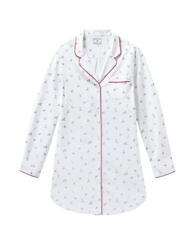 Women's Twill Nightshirt in Coastal Charms sold by Petite Plume