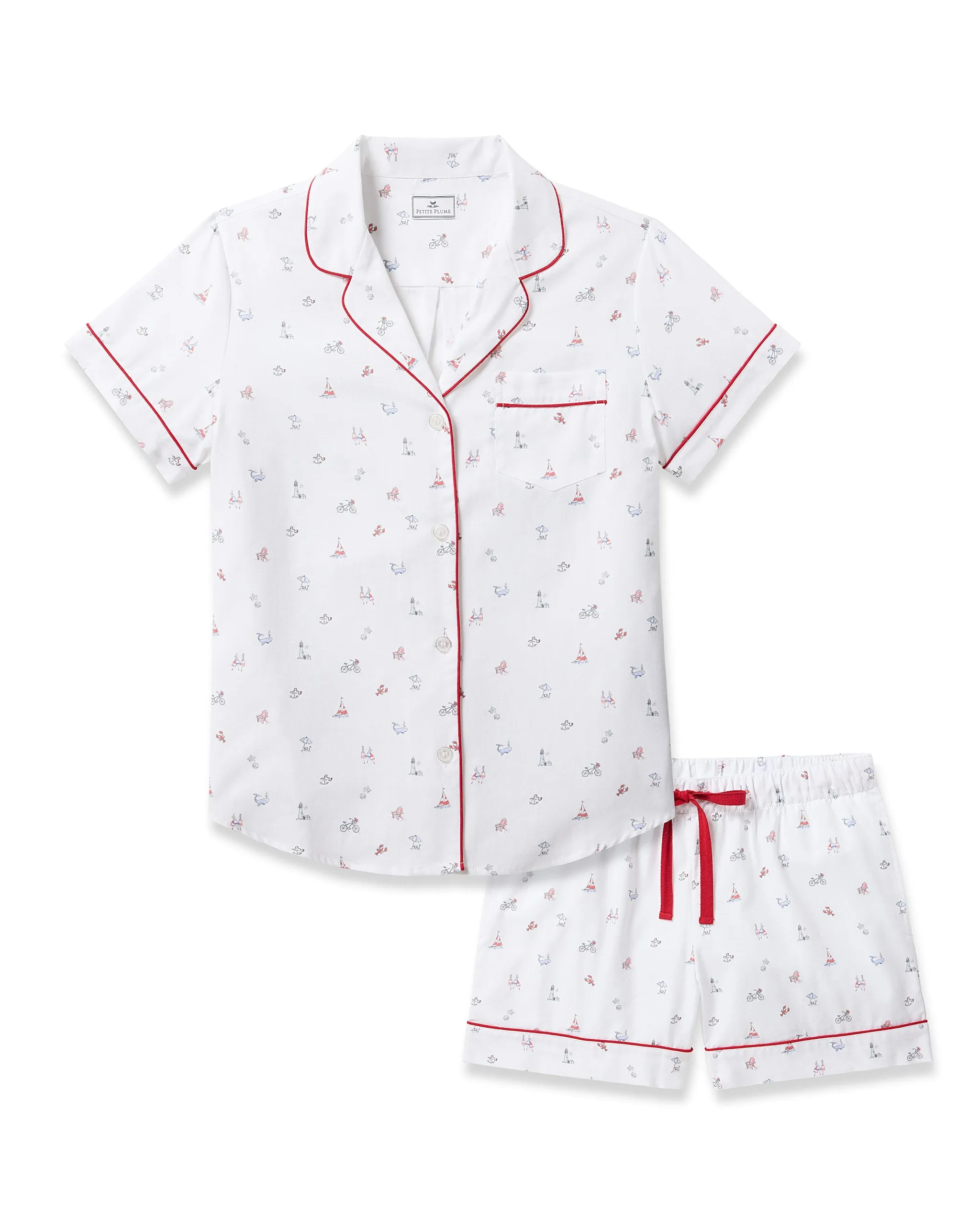 Women's Twill Short Sleeve Short Set in Coastal Charms sold by Petite Plume
