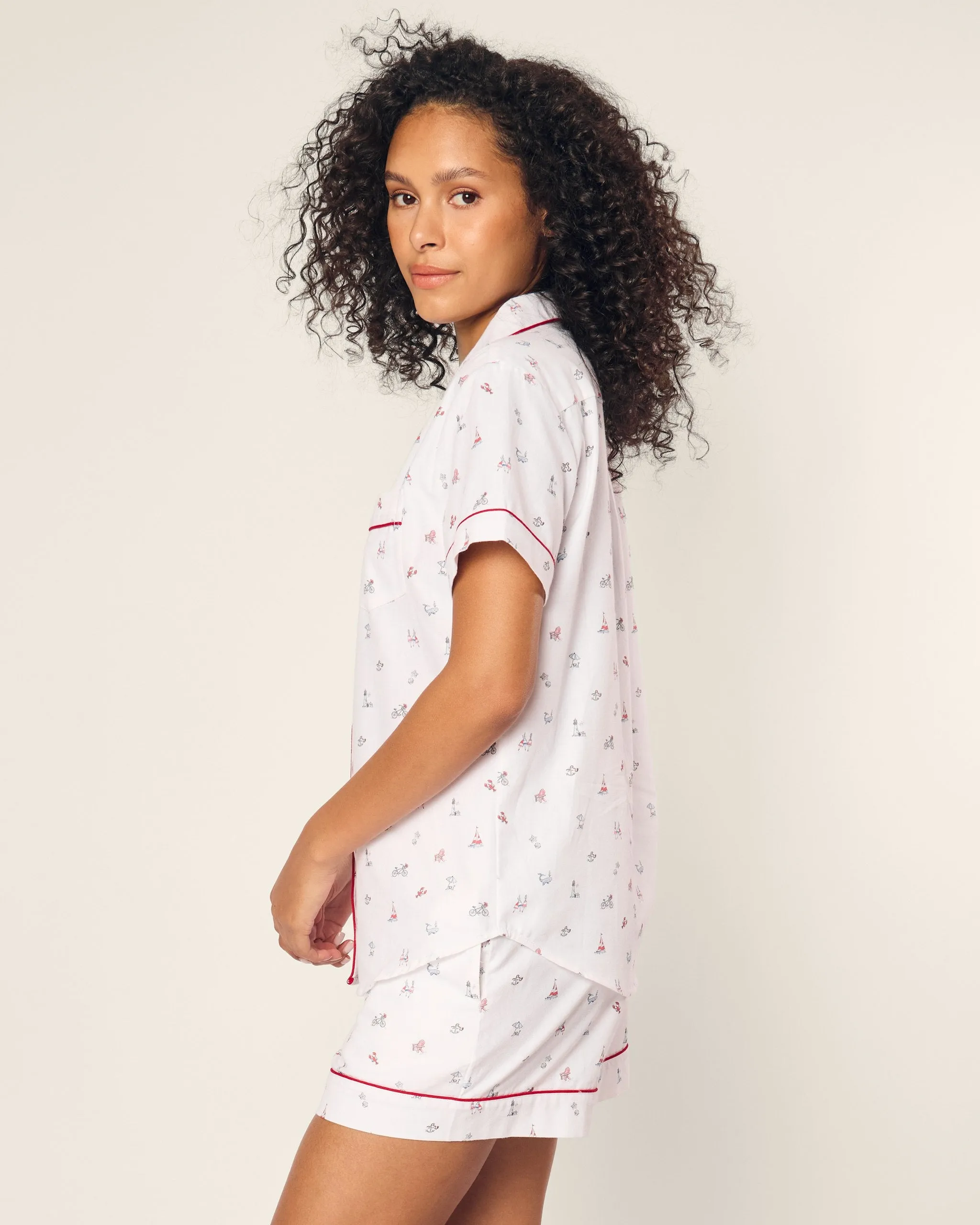 Women's Twill Short Sleeve Short Set in Coastal Charms sold by Petite Plume product image thumbnail 3