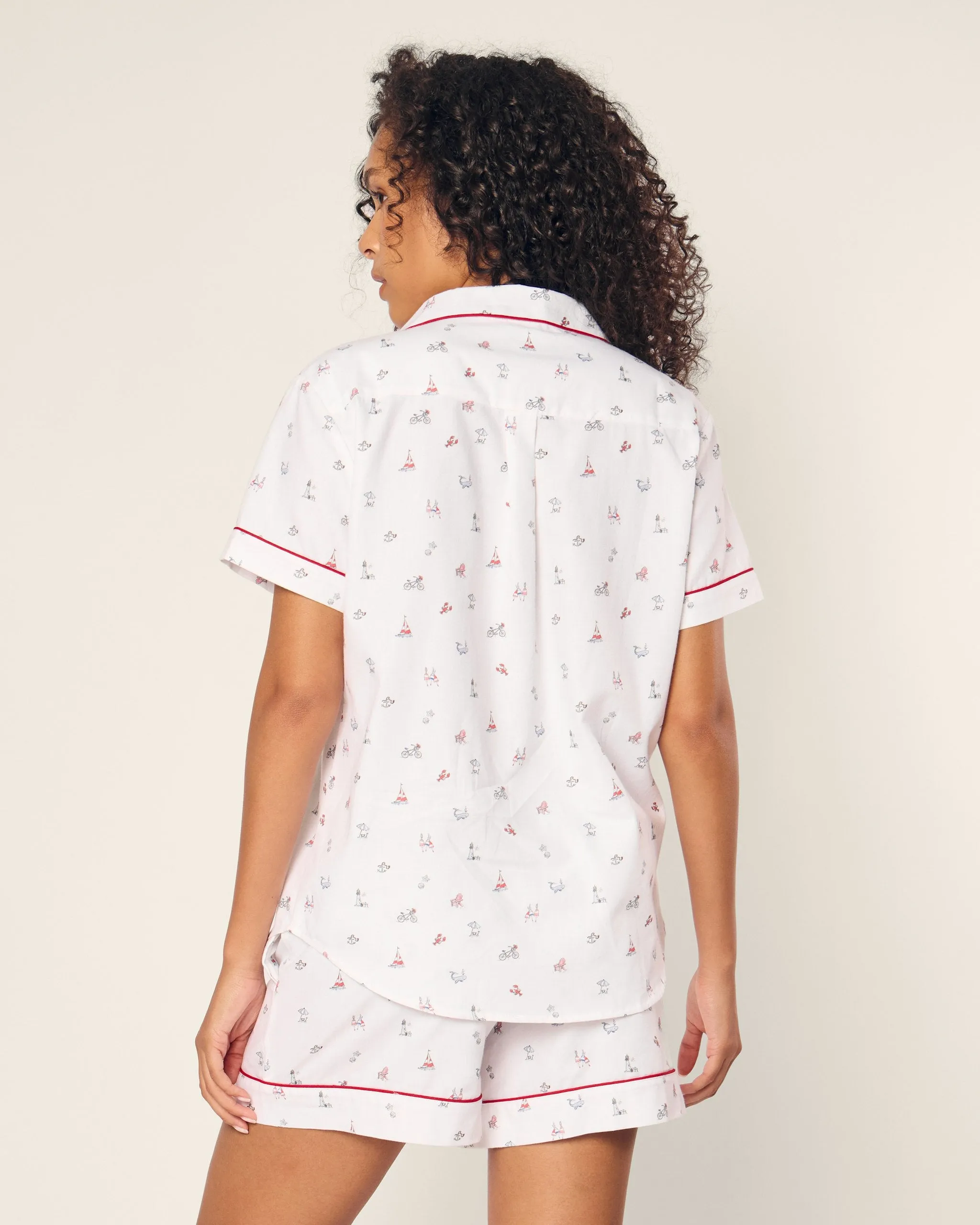 Women's Twill Short Sleeve Short Set in Coastal Charms sold by Petite Plume product image thumbnail 4