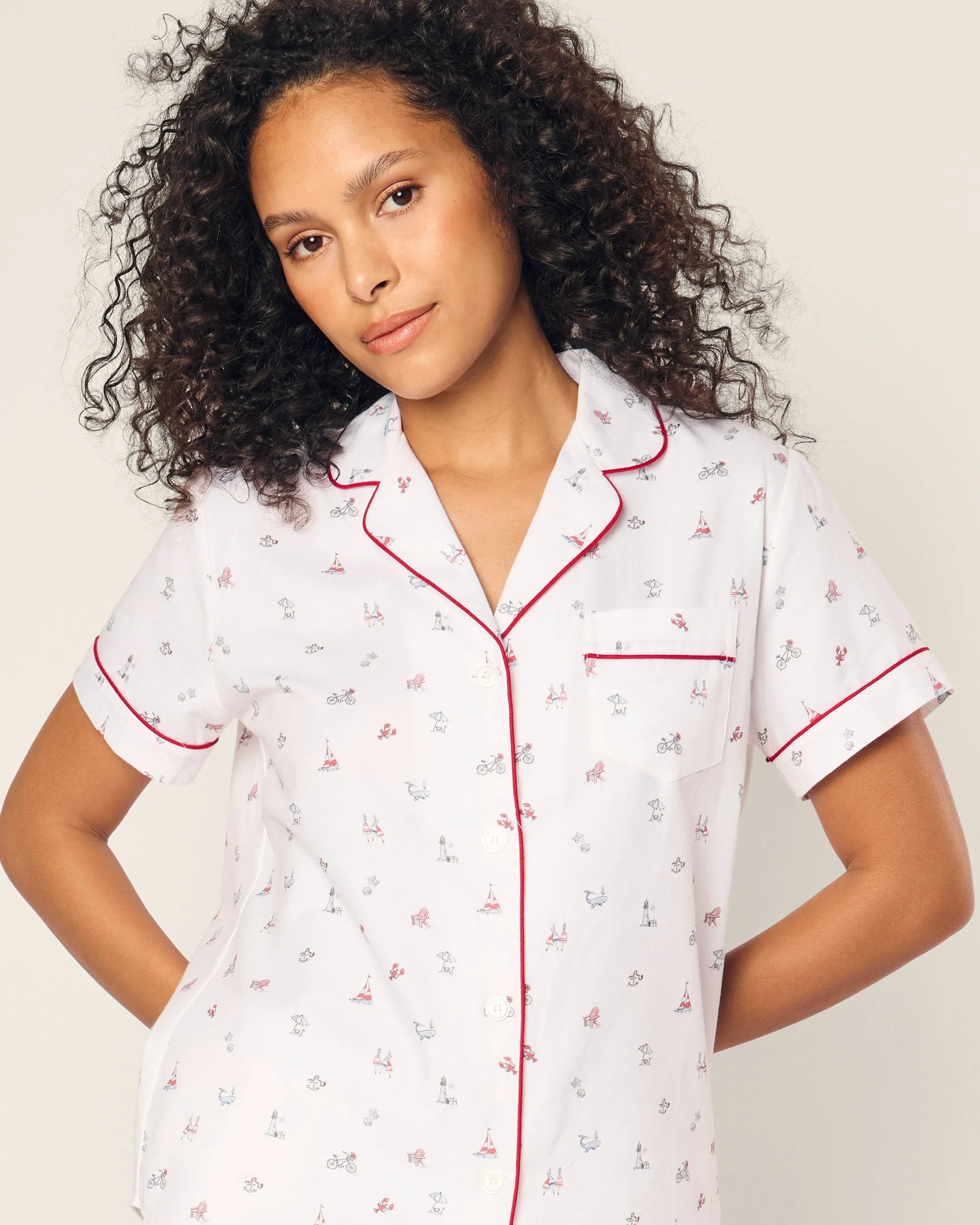 Women's Twill Short Sleeve Short Set in Coastal Charms sold by Petite Plume product image thumbnail 5