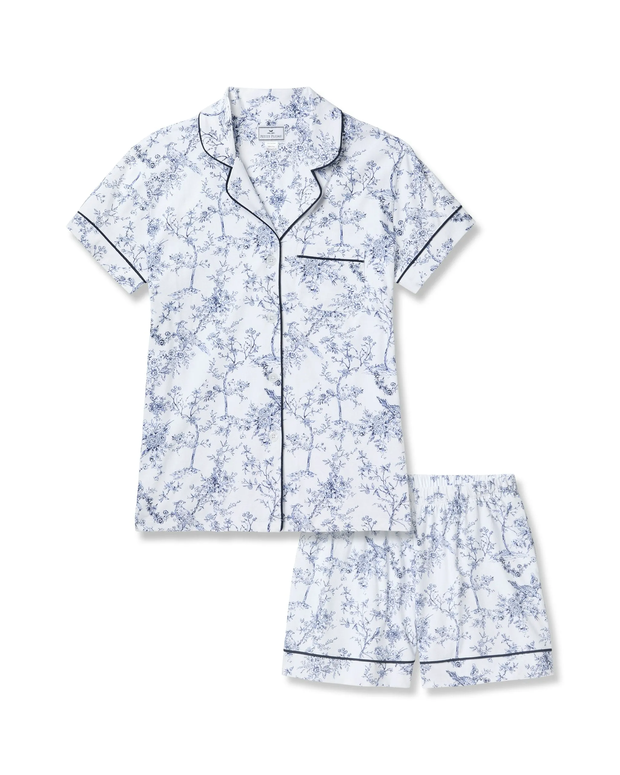 Women's Pima Short Sleeve Short Set in Timeless Toile sold by Petite Plume