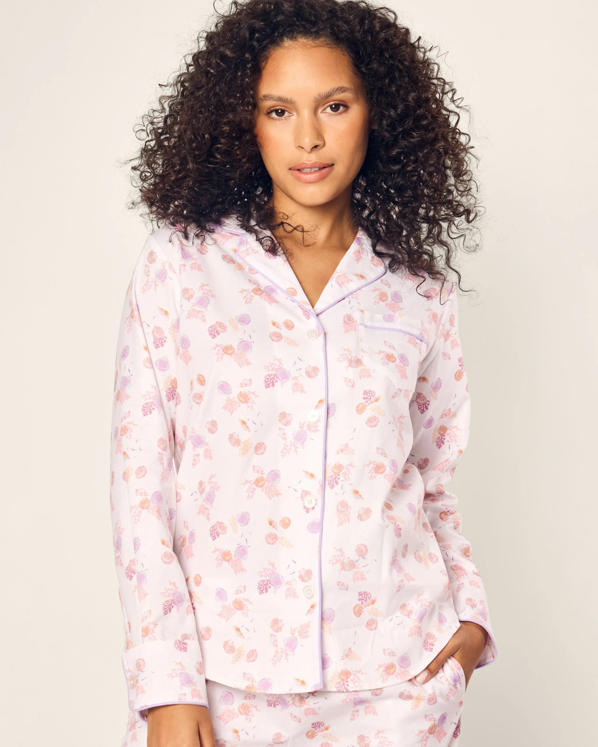 Women's Twill Pajama Set in Seashell Splendor sold by Petite Plume product image thumbnail 5