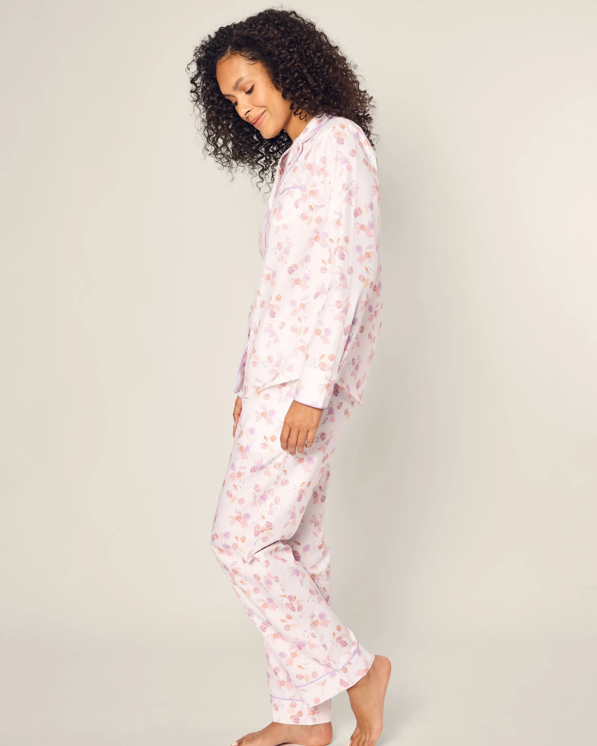 Women's Twill Pajama Set in Seashell Splendor sold by Petite Plume product image thumbnail 3