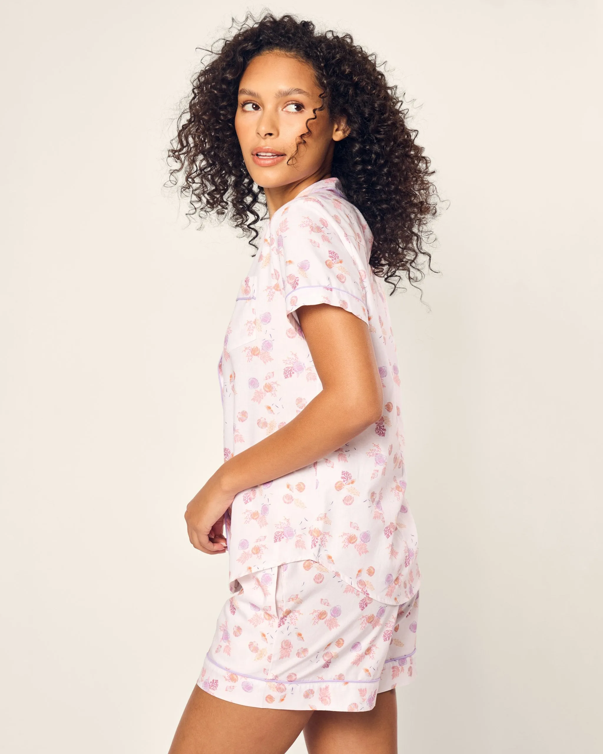 Women's Twill Short Sleeve Short Set in Seashell Splendor sold by Petite Plume product image thumbnail 3