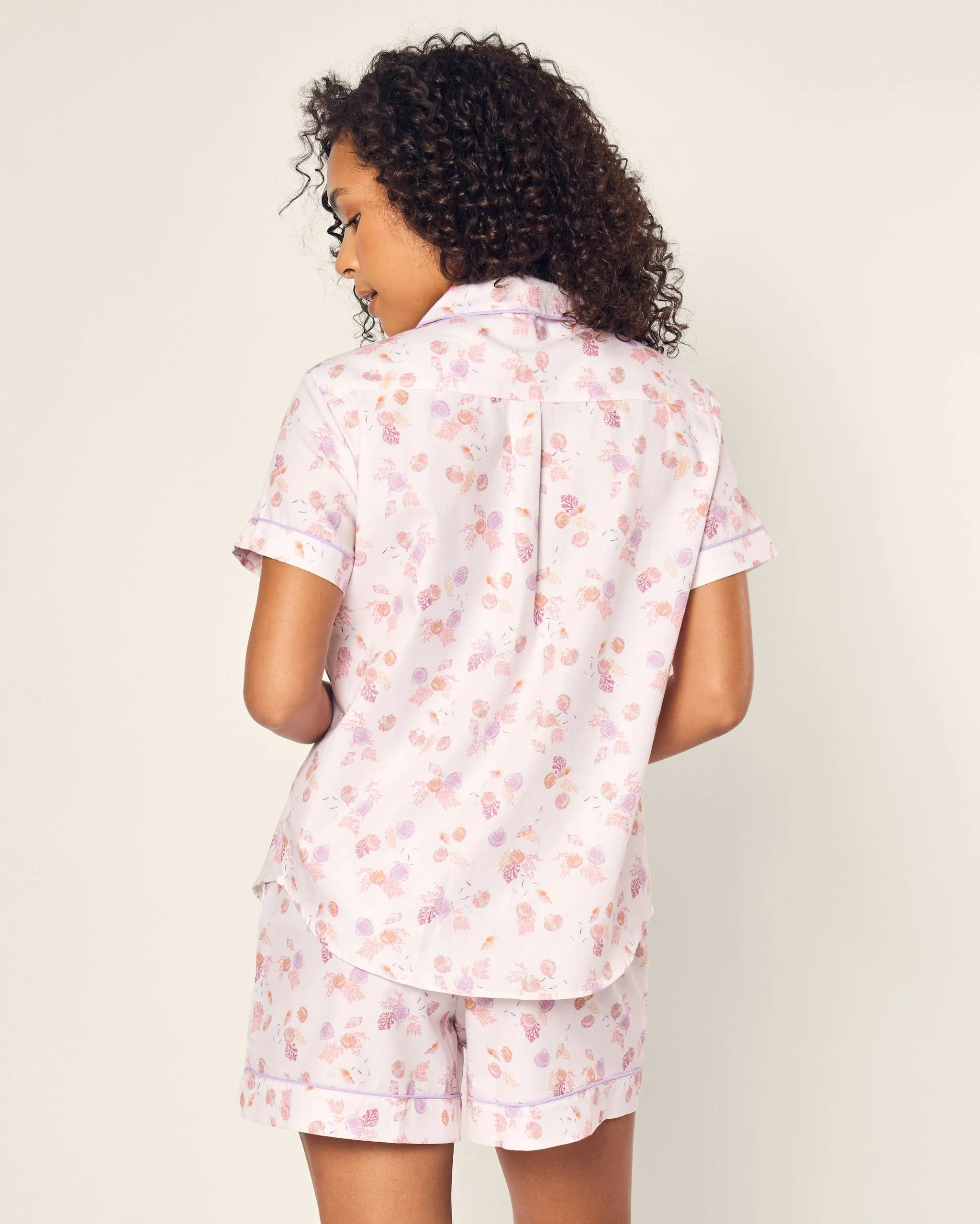 Women's Twill Short Sleeve Short Set in Seashell Splendor sold by Petite Plume product image thumbnail 4