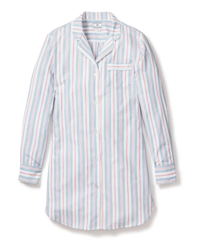 Women's Twill Nightshirt in Vintage French Stripes sold by Petite Plume
