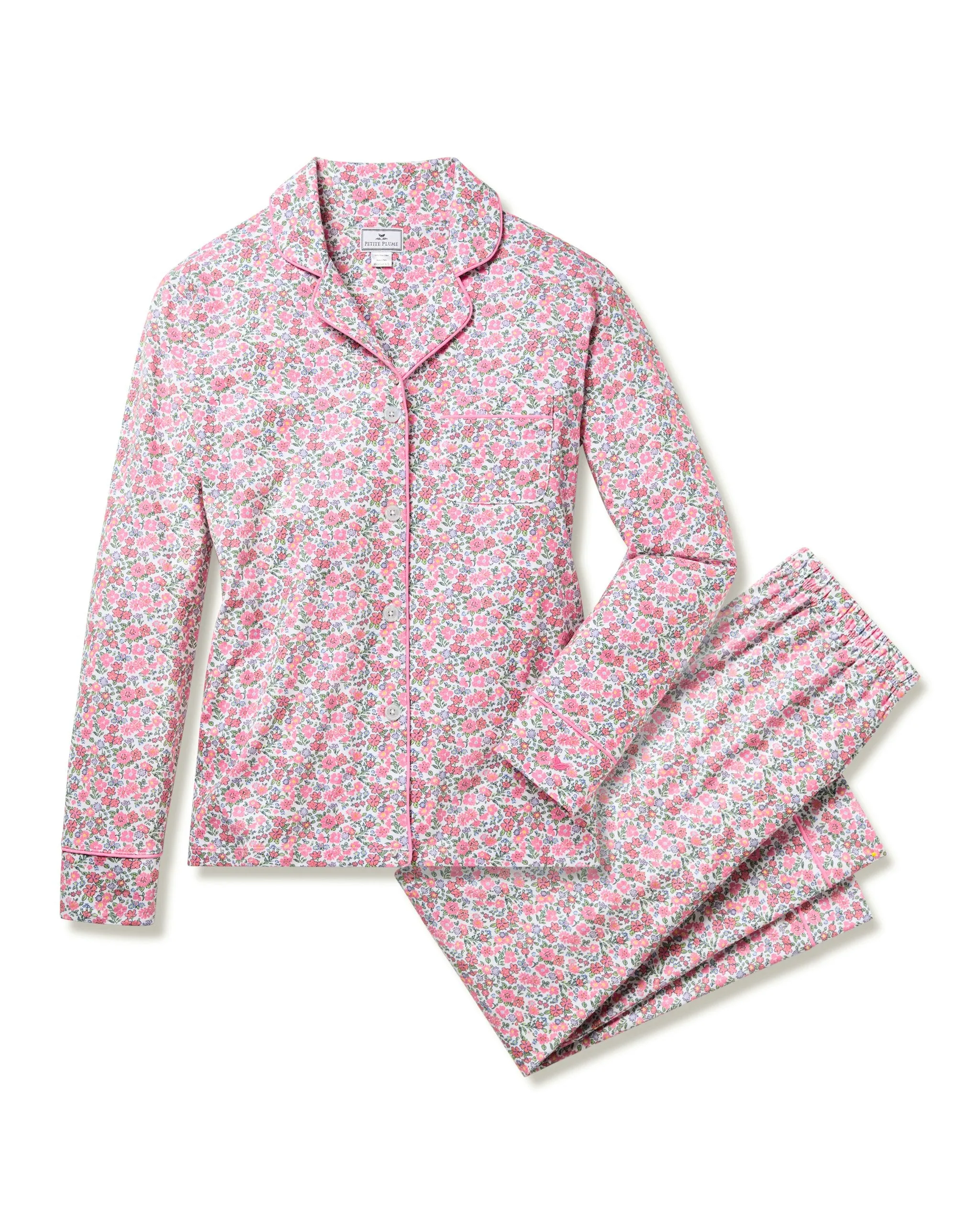 Women's Pima Pajama Set in Fleurs de Rose sold by Petite Plume