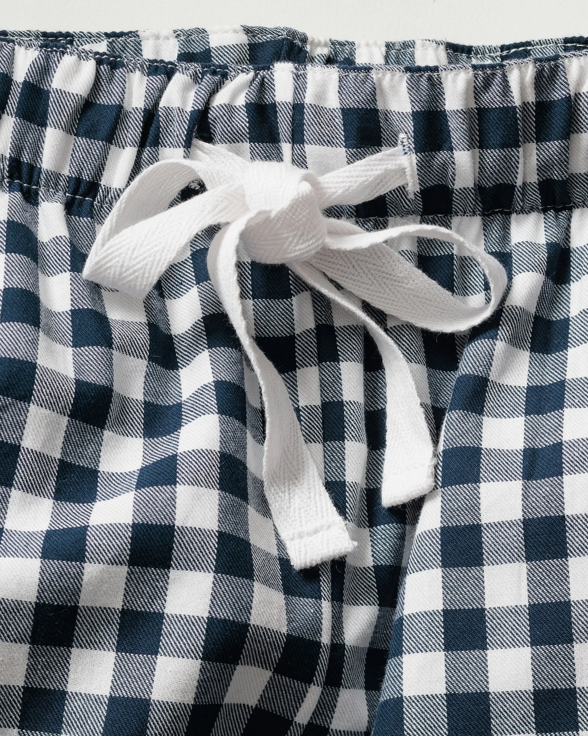 Women's Twill Pajama Long Sleeve Short Set in Navy Gingham sold by Petite Plume product image thumbnail 5