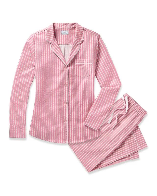Women's Twill Pajama Set in Love Lines sold by Petite Plume