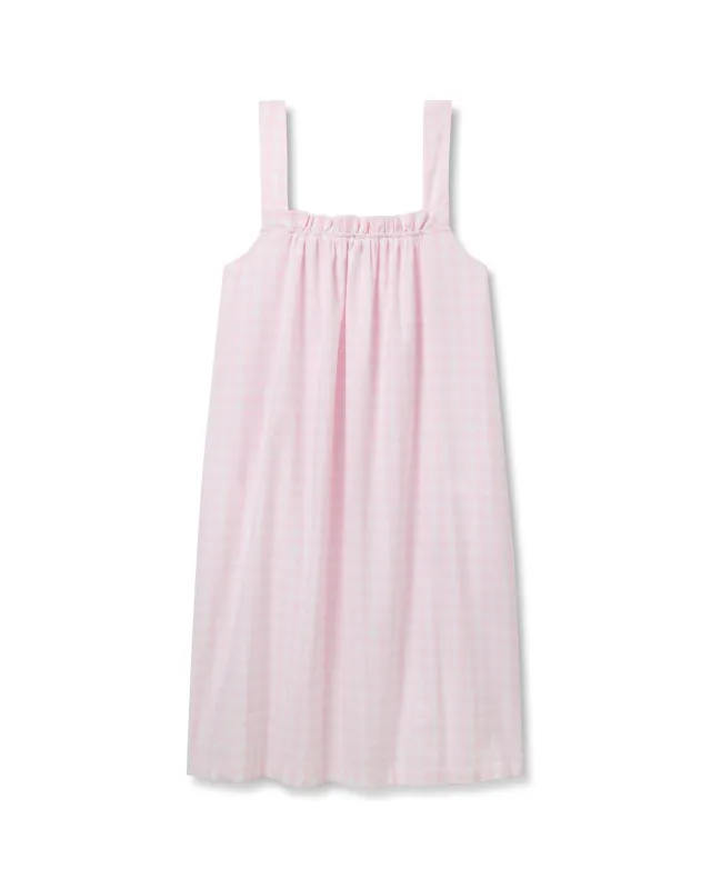 Women's Twill Annabelle Nightgown in Pink Gingham sold by Petite Plume