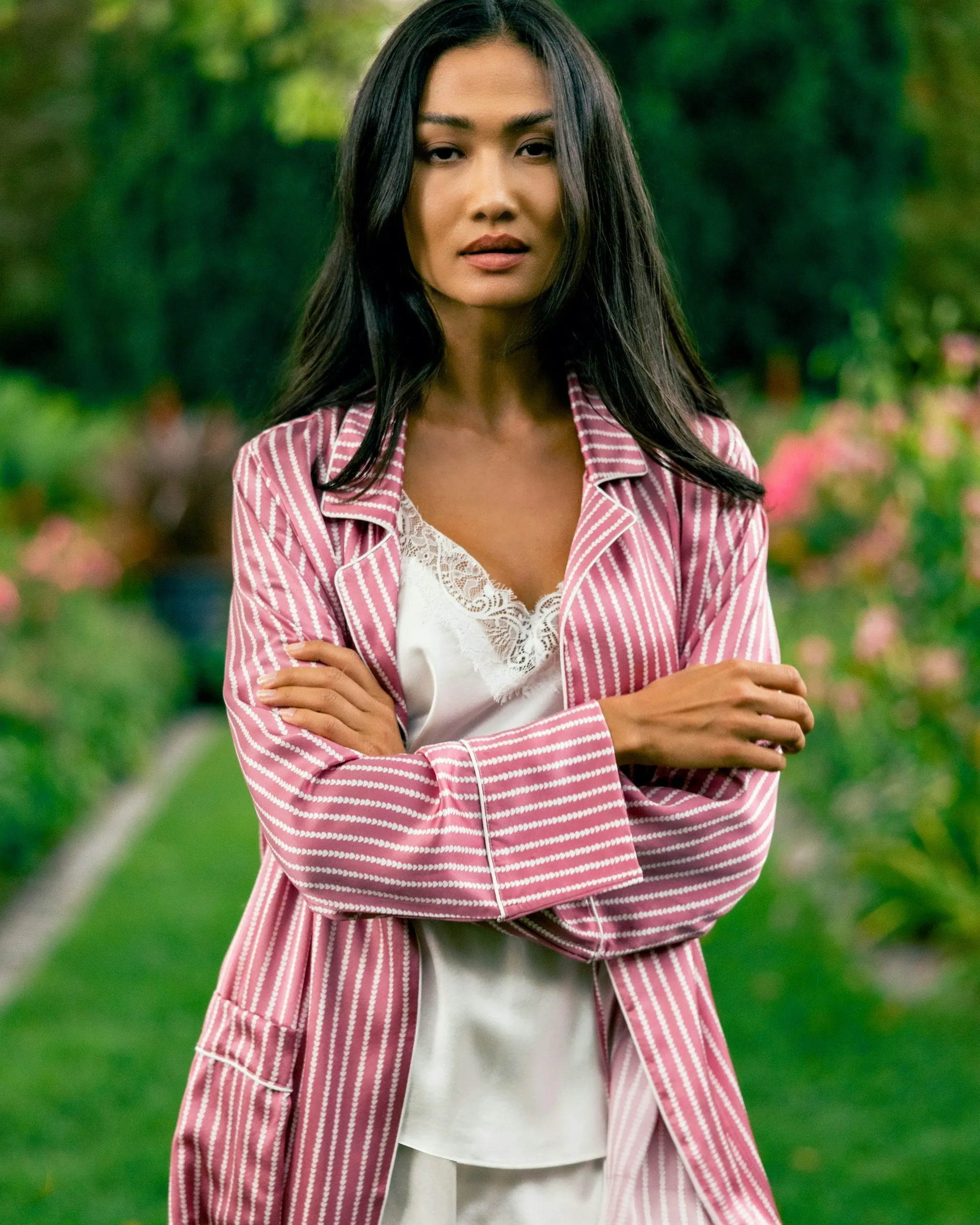 Women's Silk Robe in Love Lines sold by Petite Plume product image thumbnail 5