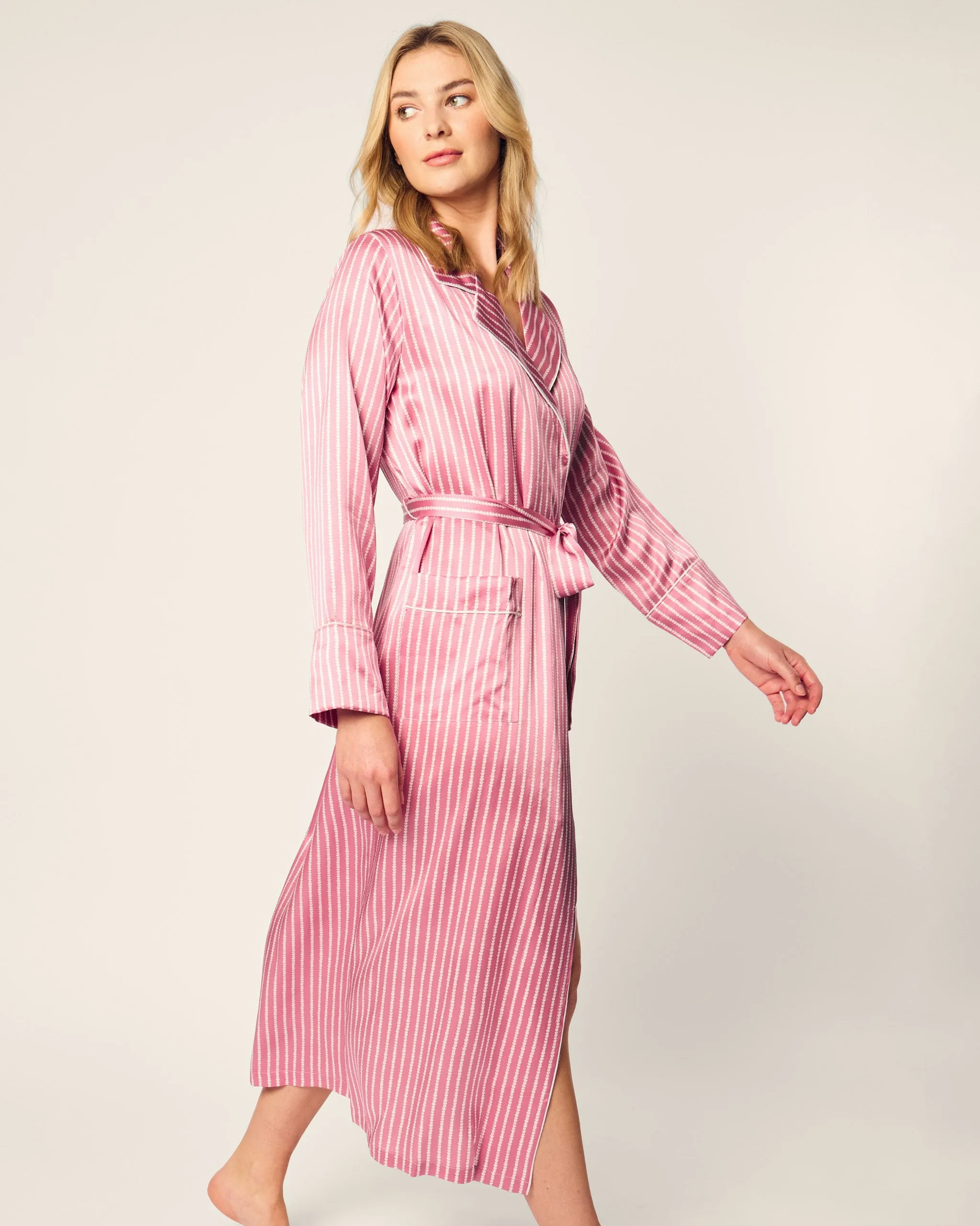 Women's Silk Robe in Love Lines sold by Petite Plume product image thumbnail 3